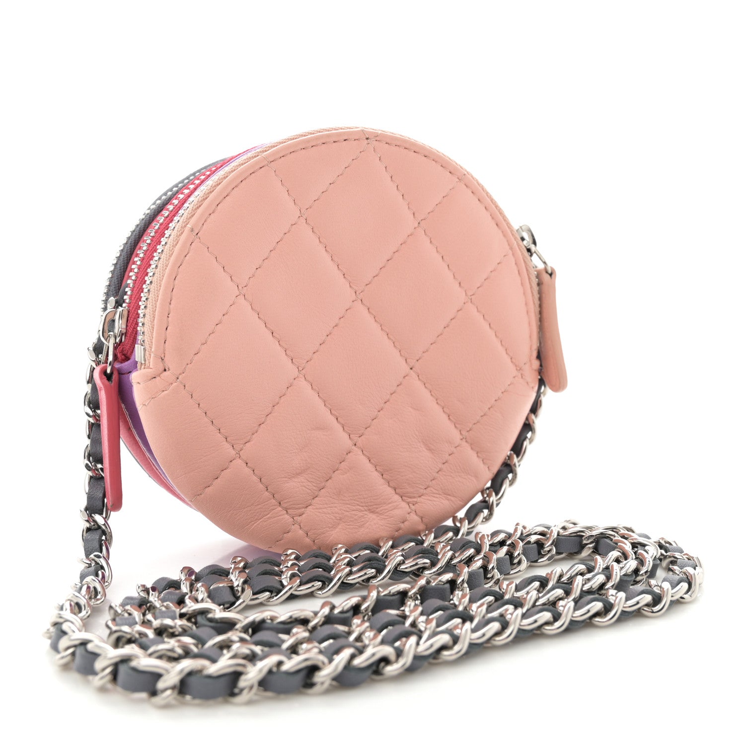Chanel Lambskin Quilted Round Clutch With Chain Multicolor 3 of 14