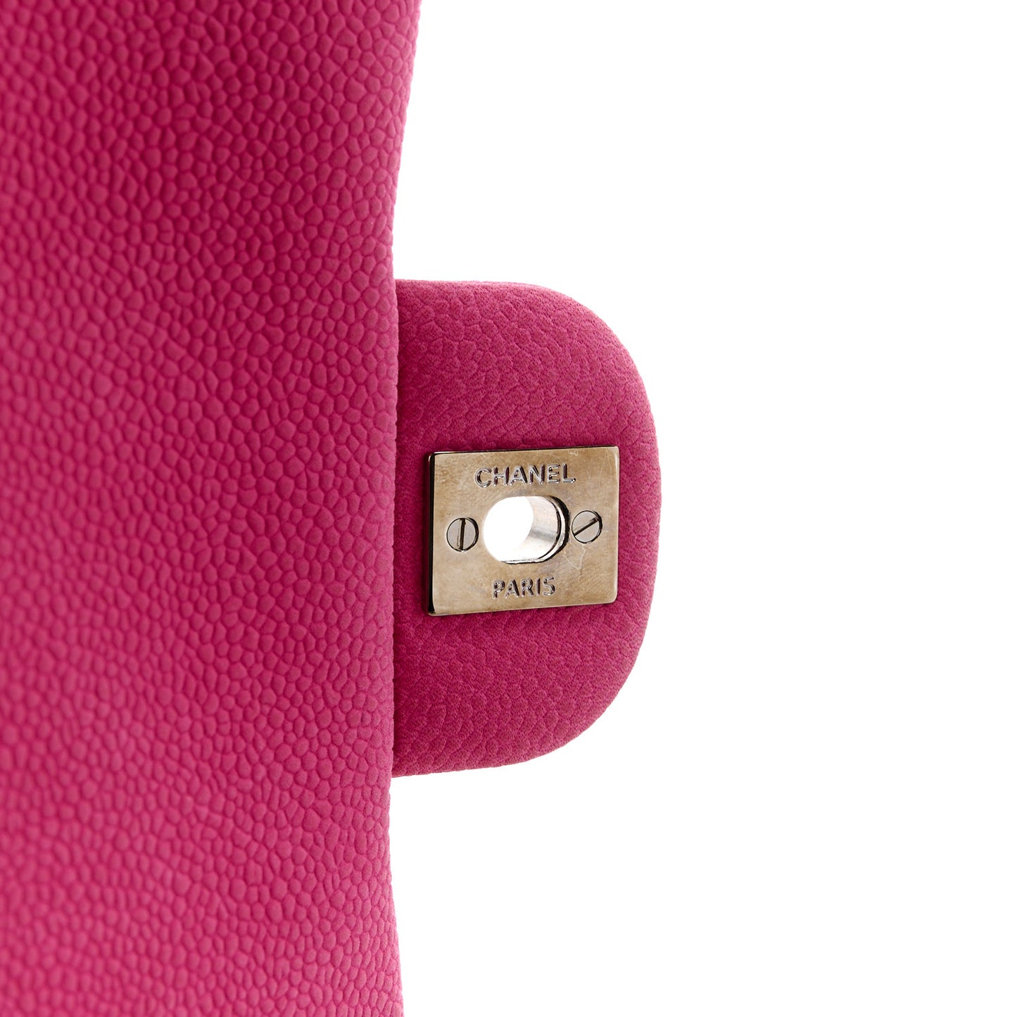 Iridescent Caviar Quilted Clutch with Chain Flap Pink