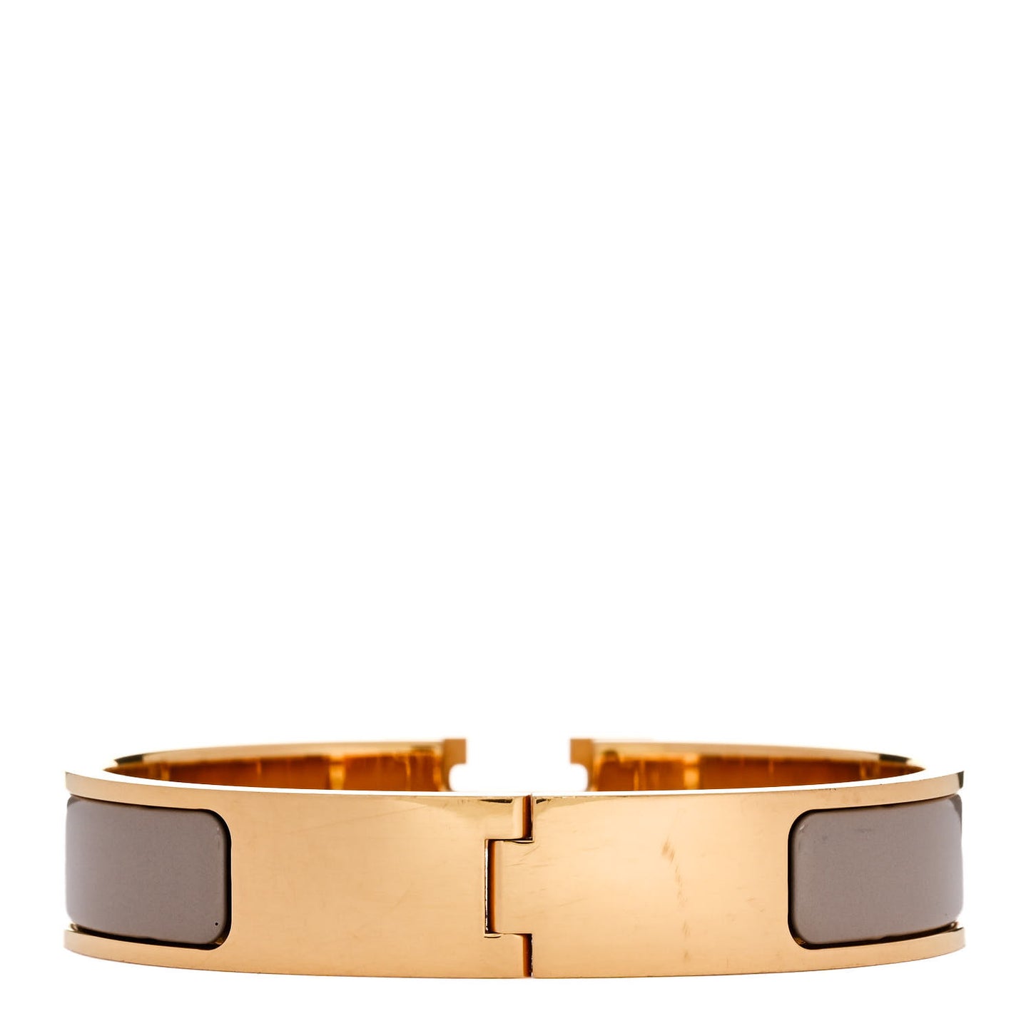 Enamel Narrow Clic Clac H Bracelet PM Marron Glace