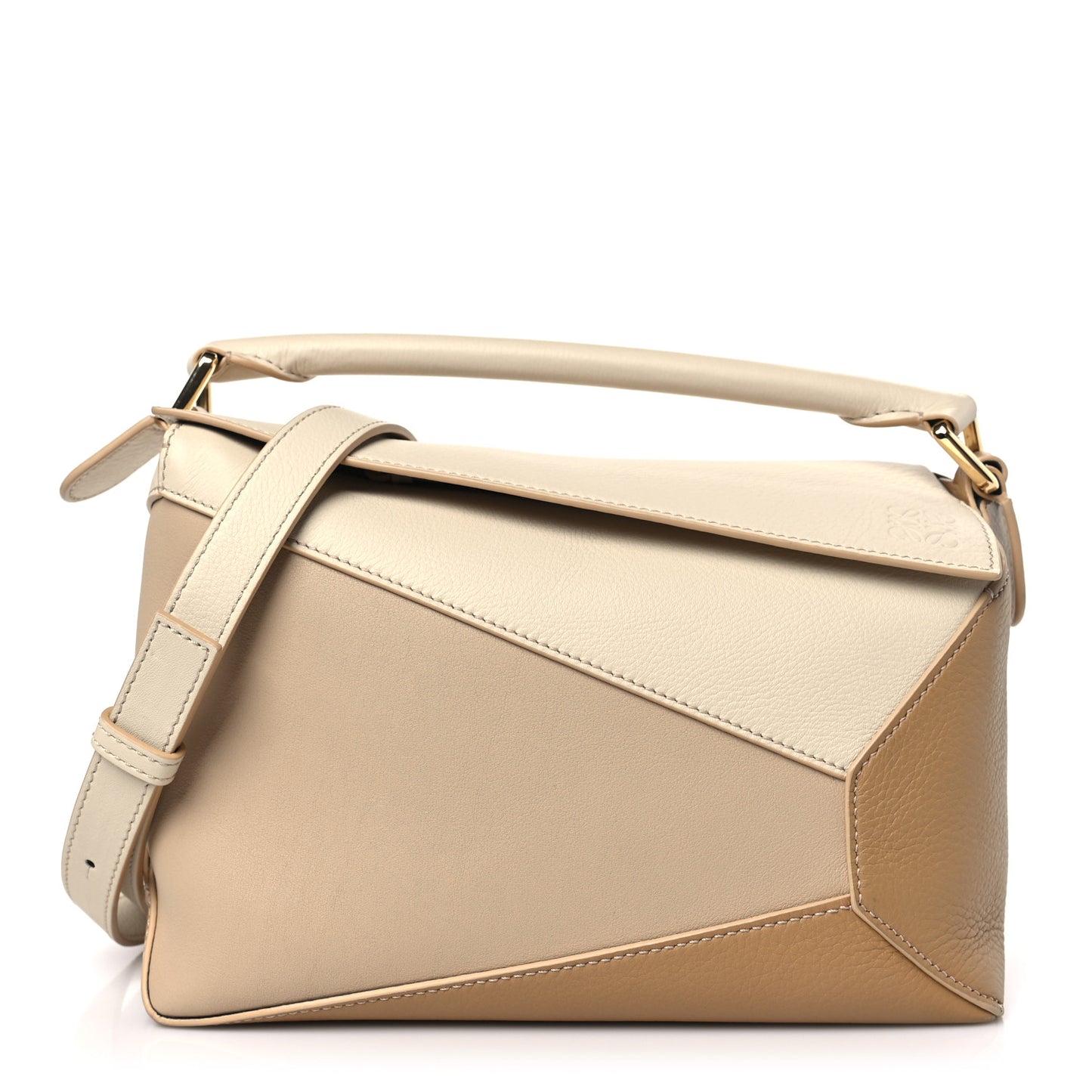Classic Calfskin Small Puzzle Edge Bag Dusty Beige Soft White