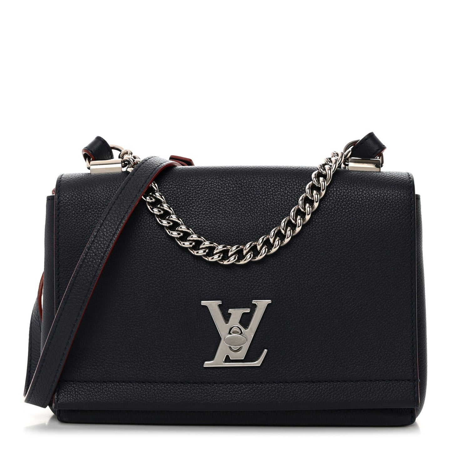 Calfskin Lockme II Chain Bag BB Marine Rouge