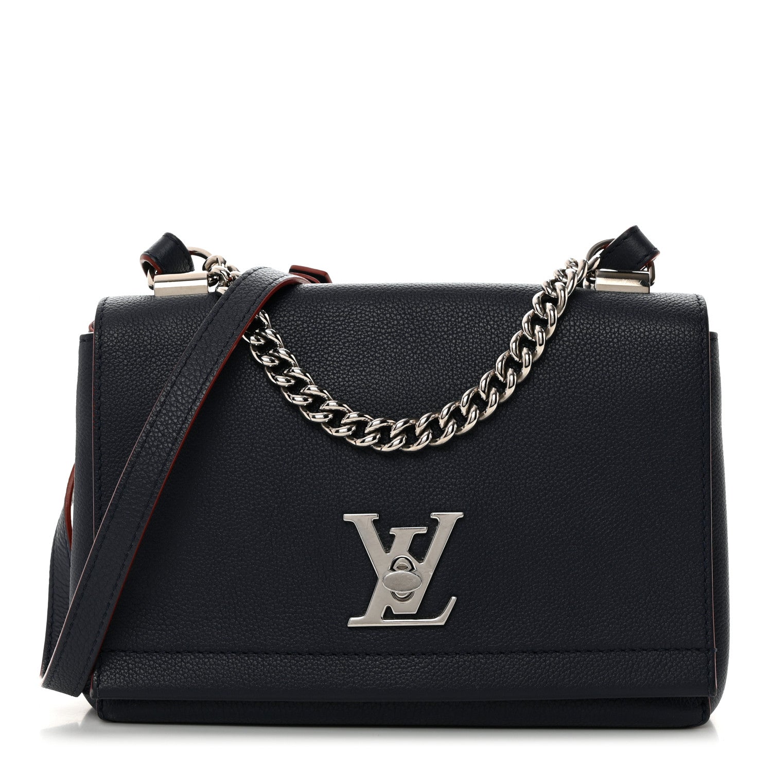 Louis Vuitton Calfskin Lockme II Chain Bag BB Marine Rouge 1 of 9