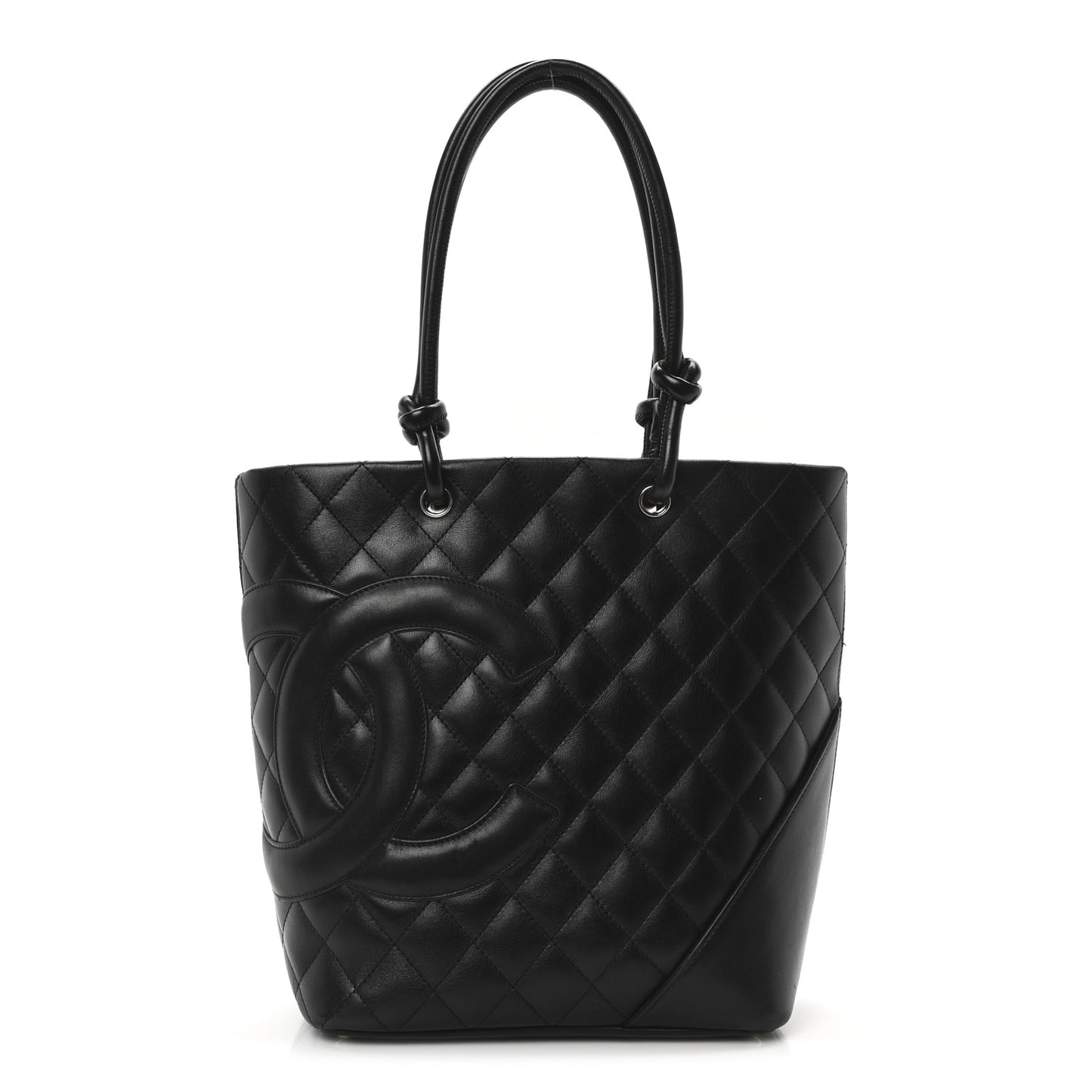 Calfskin Quilted Medium Cambon Tote Black