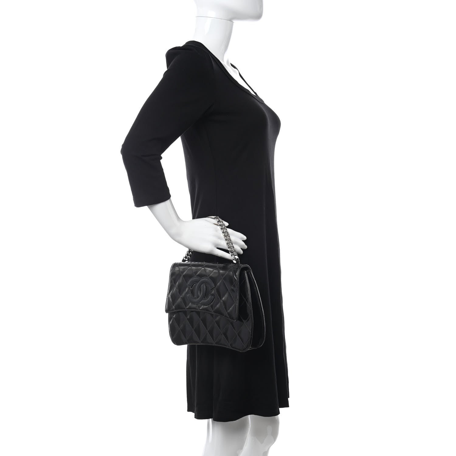 Chanel Glazed Calfskin Quilted Coco ID Chain Bag Black 2 of 15