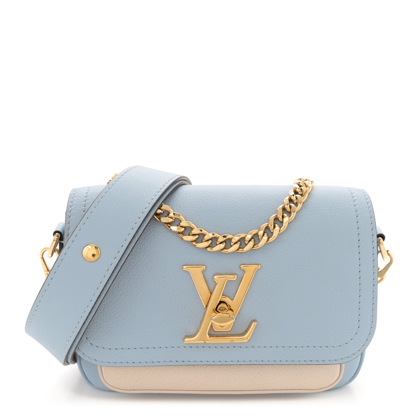 Grained Calfskin Lockme Tender Bleu Nuage