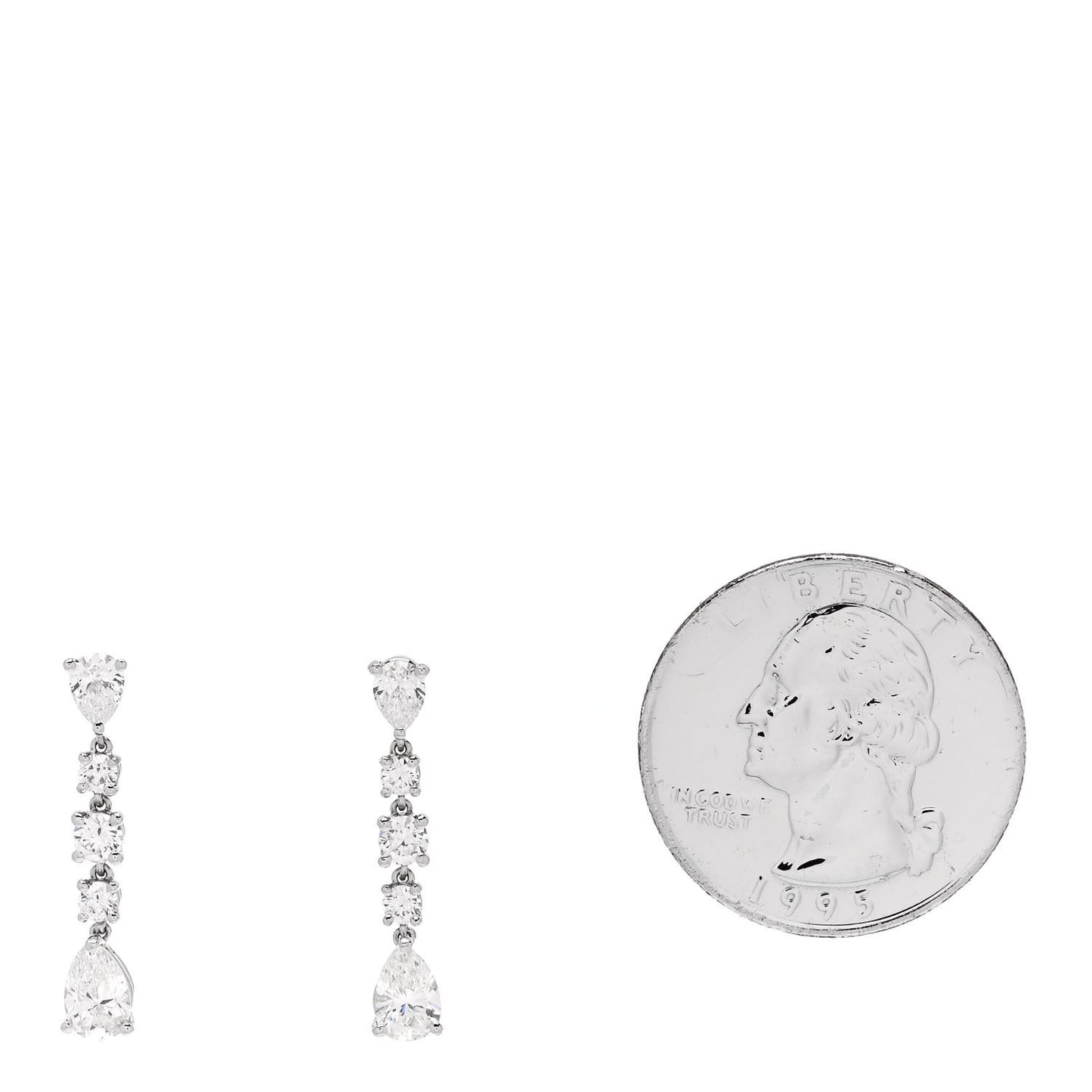Platinum Diamond Pear Round Cut Drop Earrings