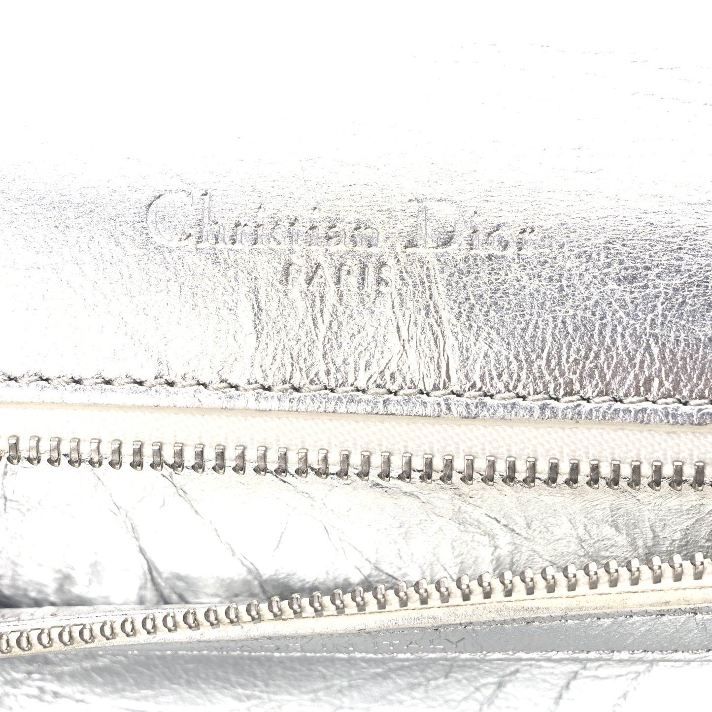 Metallic Crinkled Lambskin Medium Diorama Flap Bag Silver