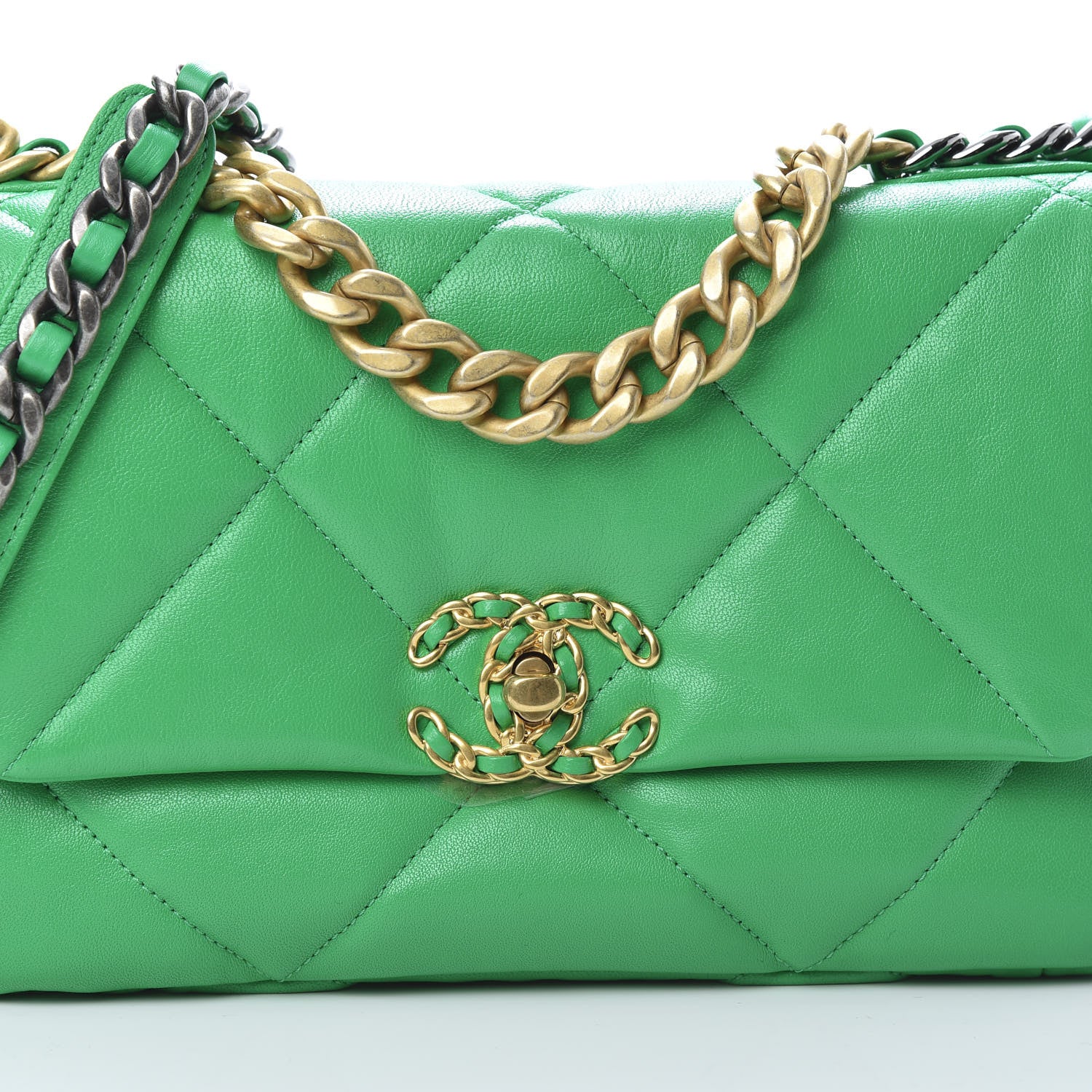 Chanel Lambskin Quilted Medium 19 Flap Green 7 of 11