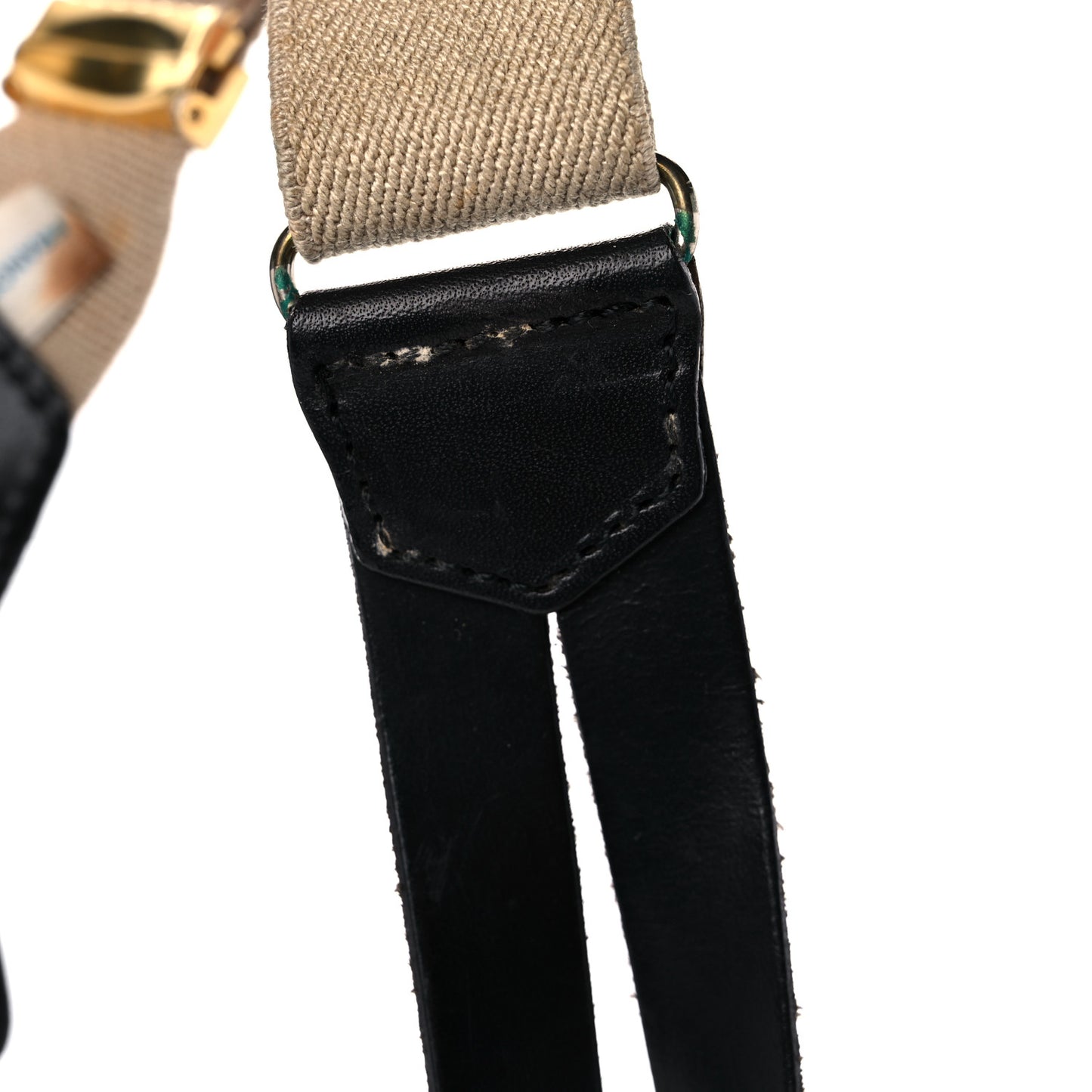 Elastic Logo Suspenders Beige Black