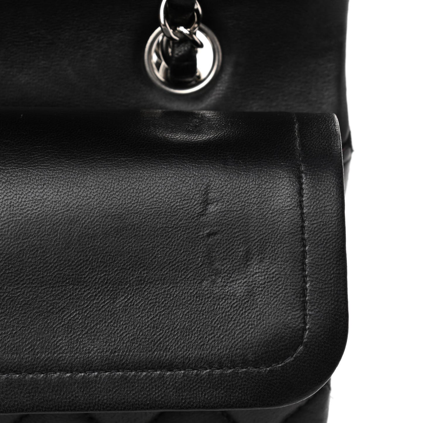 Lambskin Quilted Medium Double Flap Black