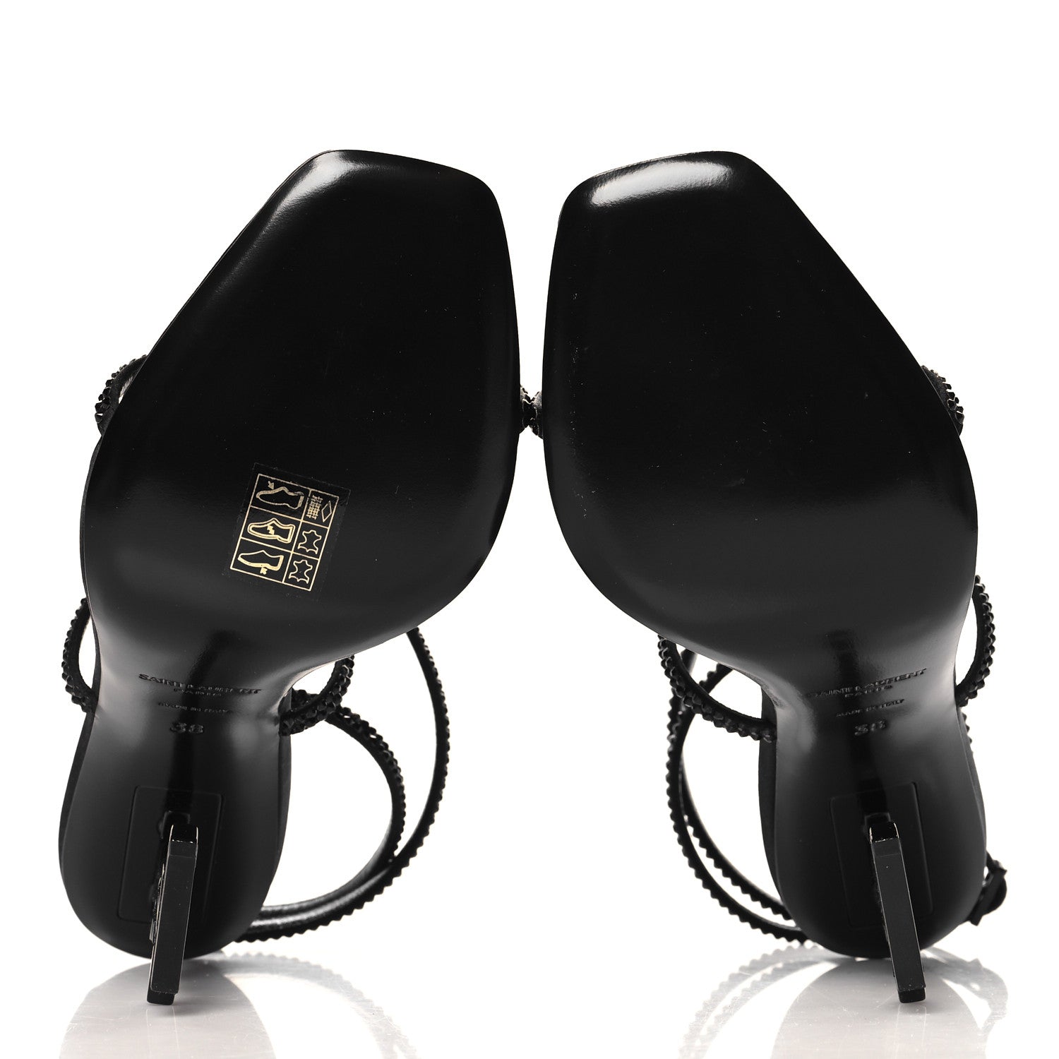Saint Laurent Crepe Satin Strass Opyum 110 Sandals 38 Black 6 of 8