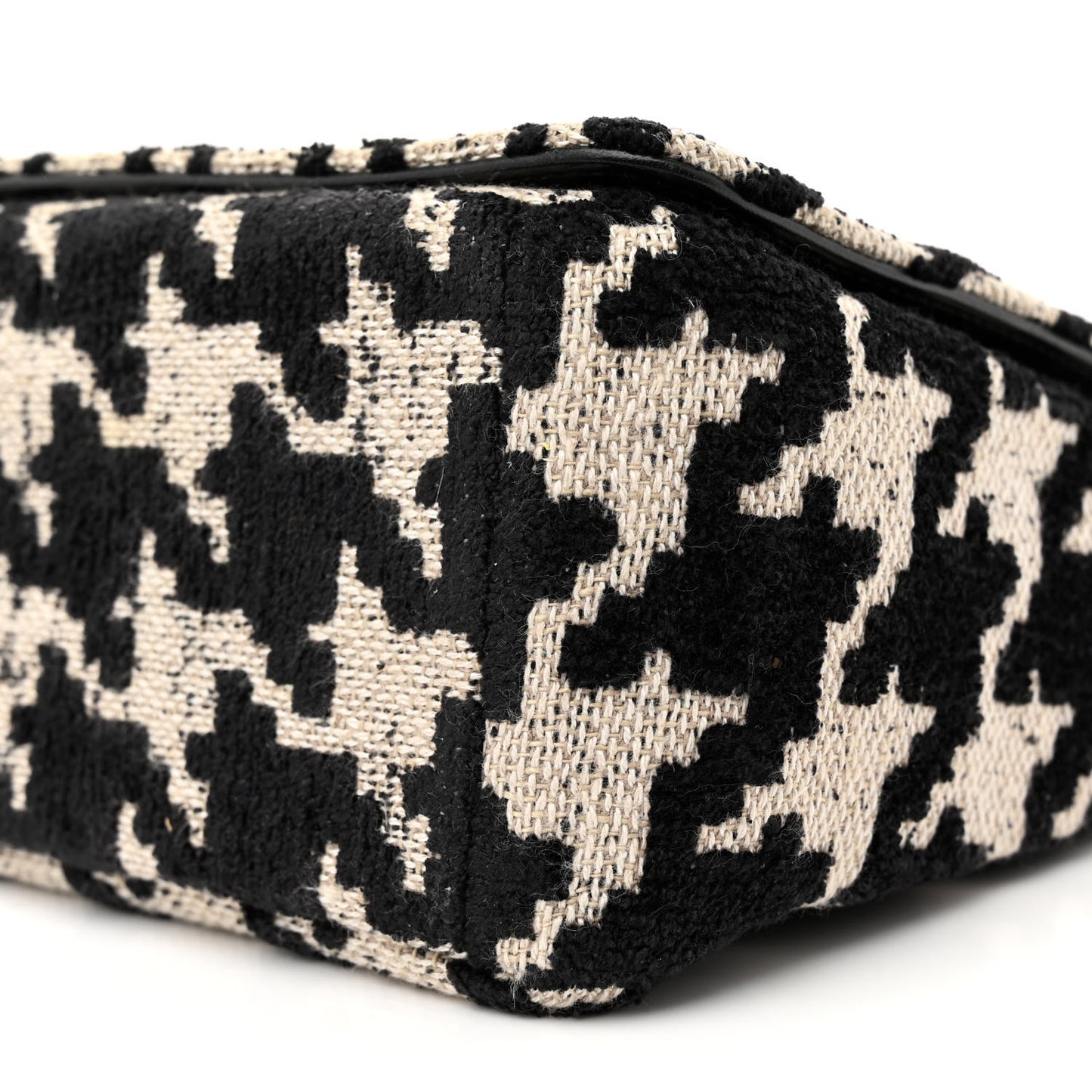 Technical Canvas Macro Houndstooth Medium Caro Bag Black White