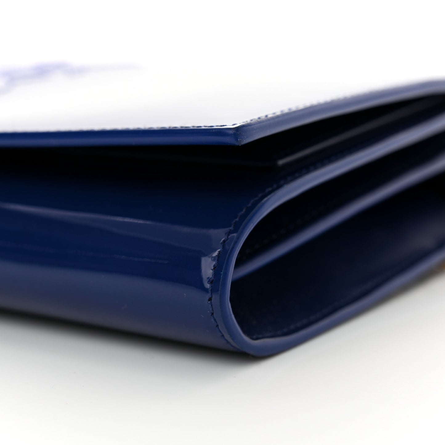 Patent Calfskin Belle de Jour Chain Clutch Blue