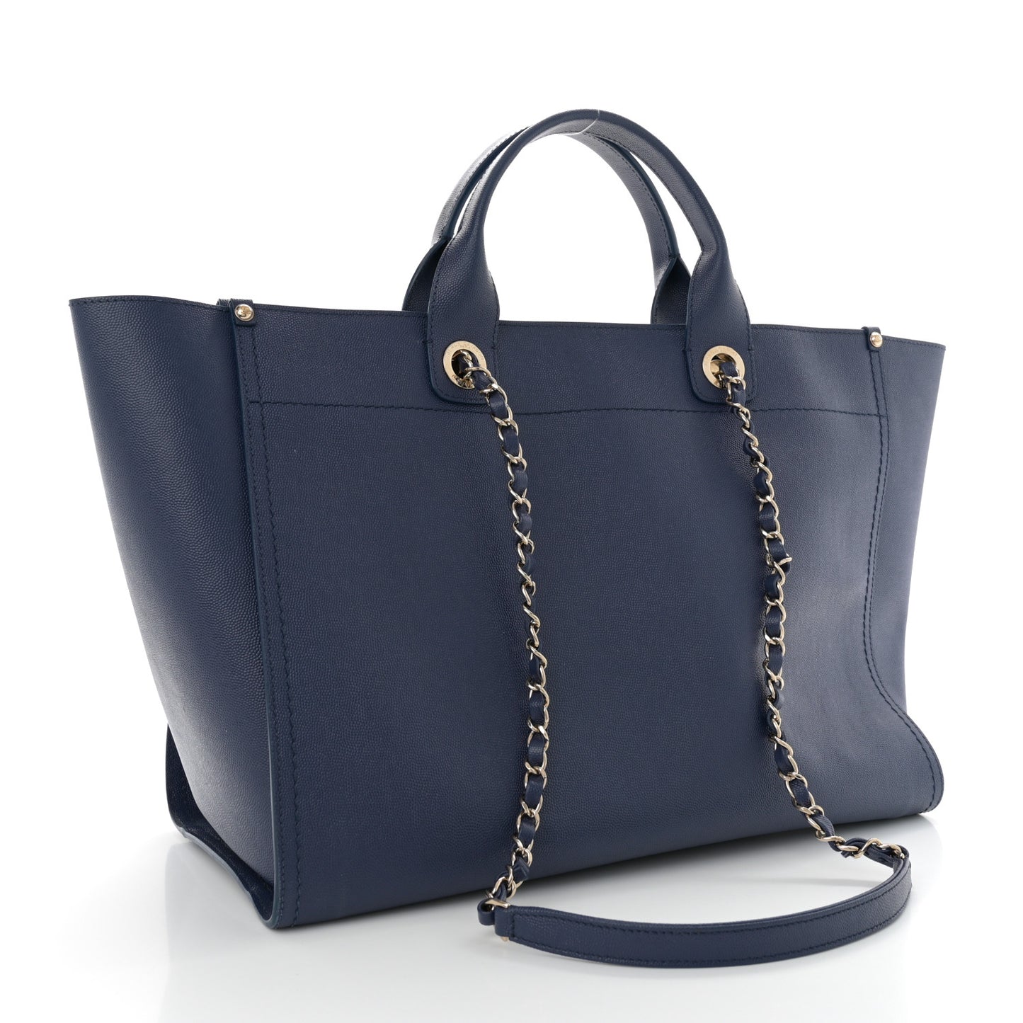 Caviar Medium Studded Deauville Tote Navy