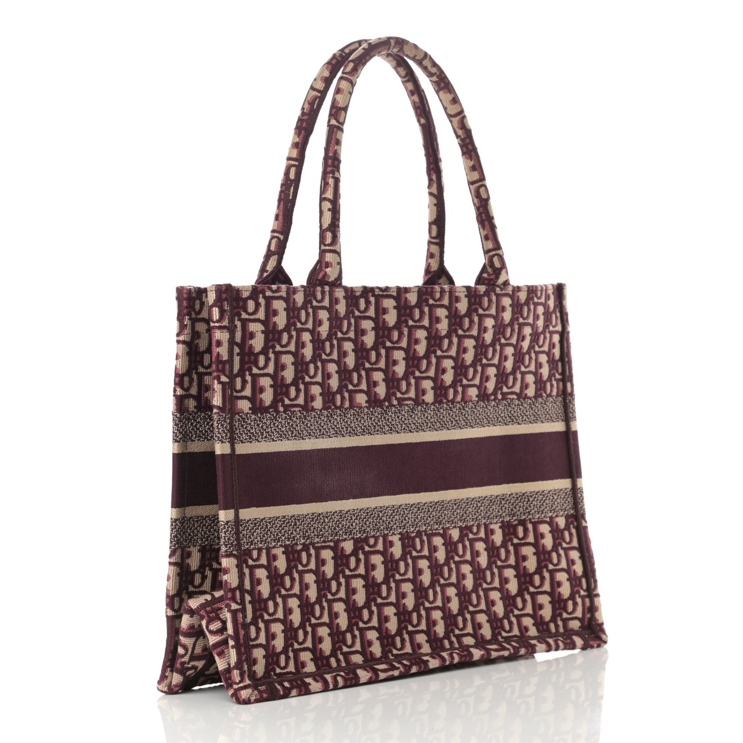 Oblique Medium Book Tote Burgundy Multicolor