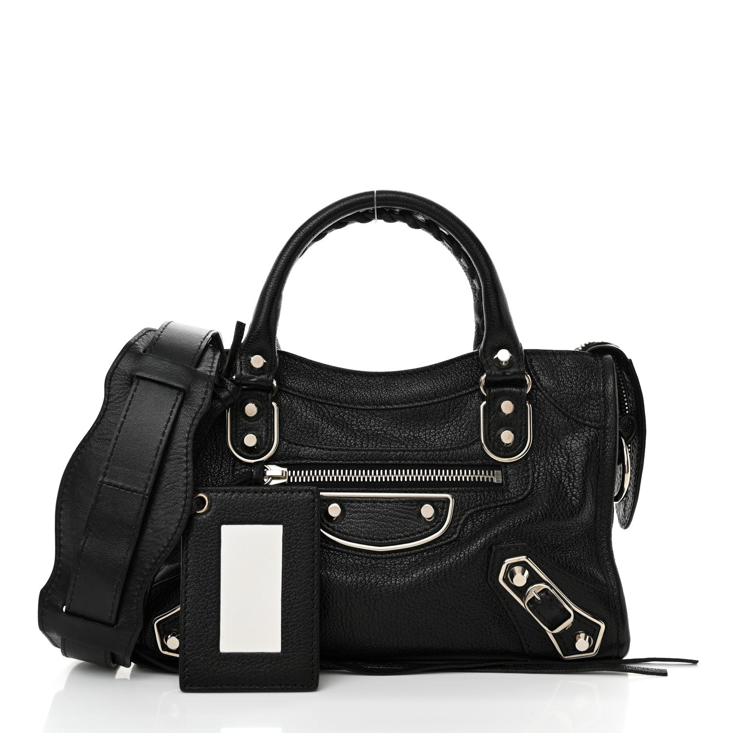 Balenciaga Chevre Silver Metallic Edge Hardware Mini City Black 3 of 11