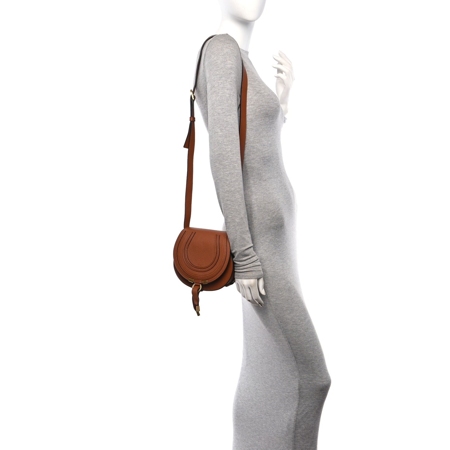 Calfskin Mini Marcie Round Crossbody Bag Tan