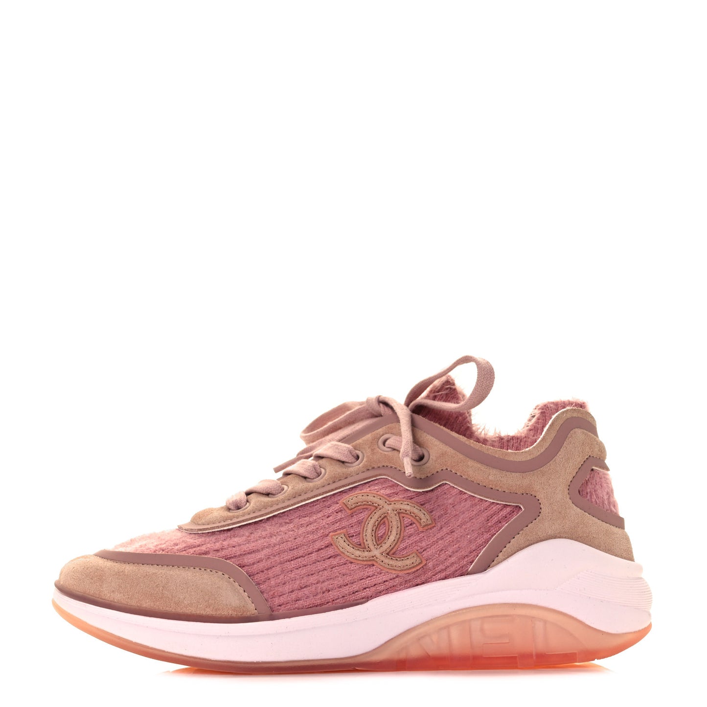 Wool Suede Calfskin CC Sneakers 36.5 Pink