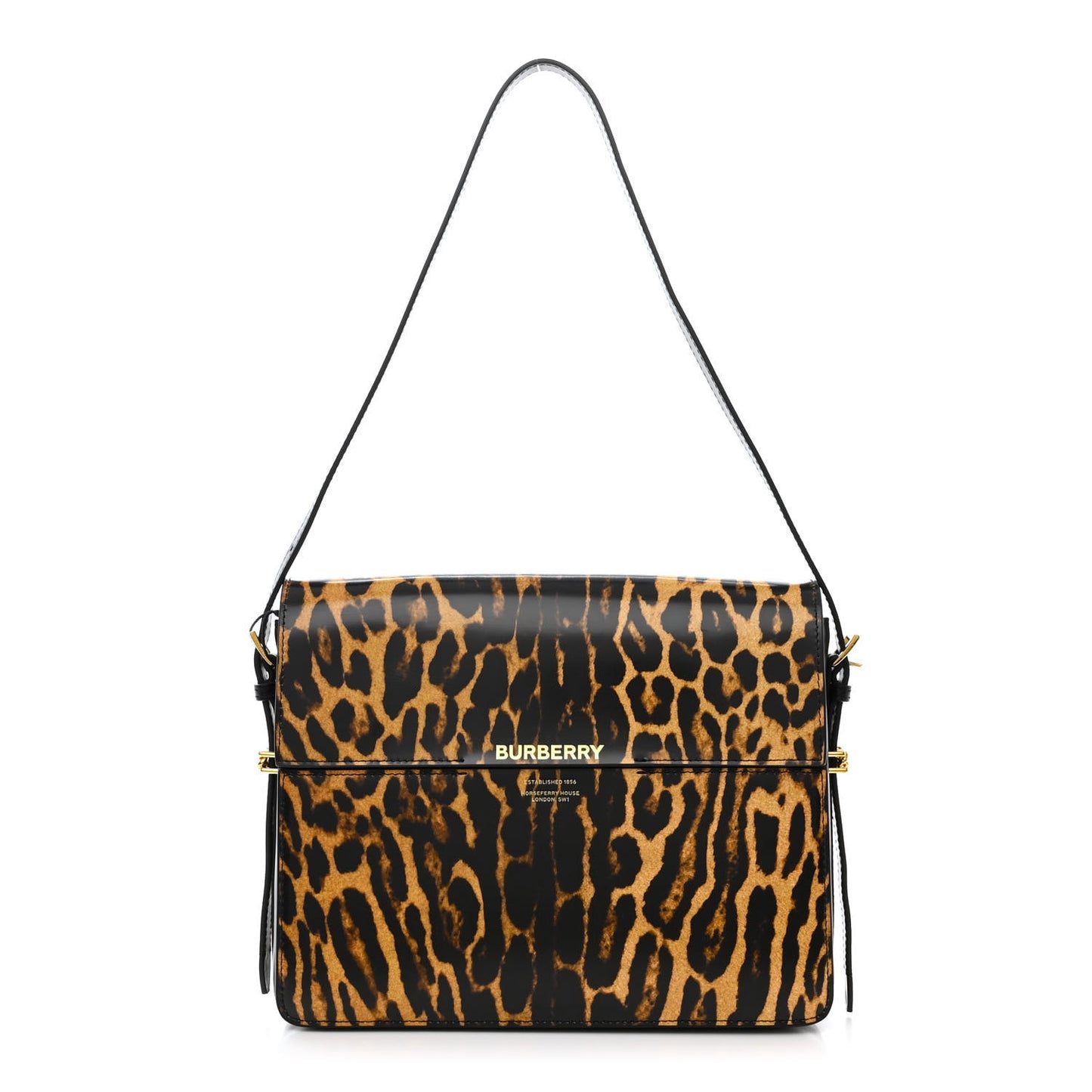 Calfskin Leopard Large Grace Bag Dark Mustard