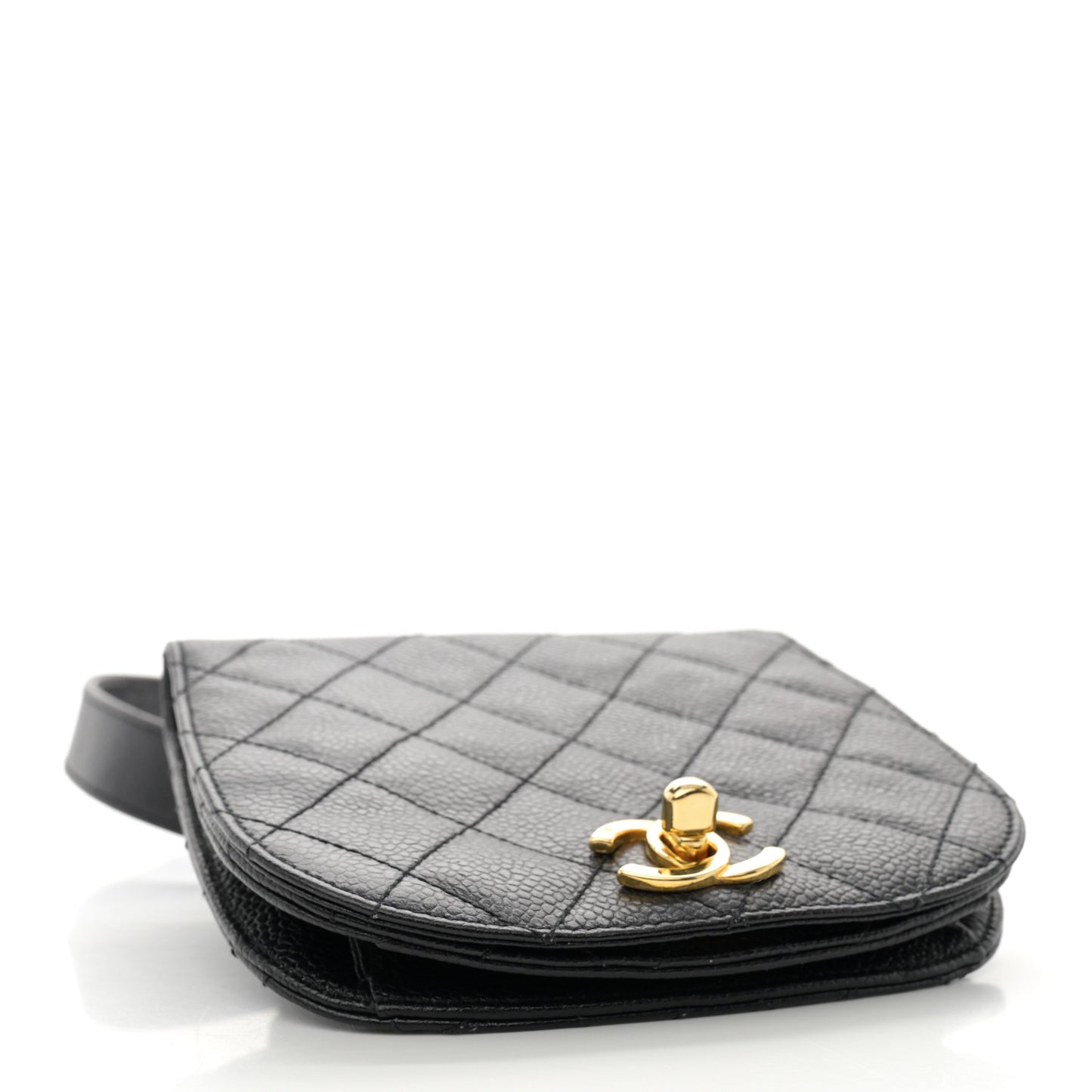 Caviar Quilted Flap Waist Belt Bag 75 30 Black
