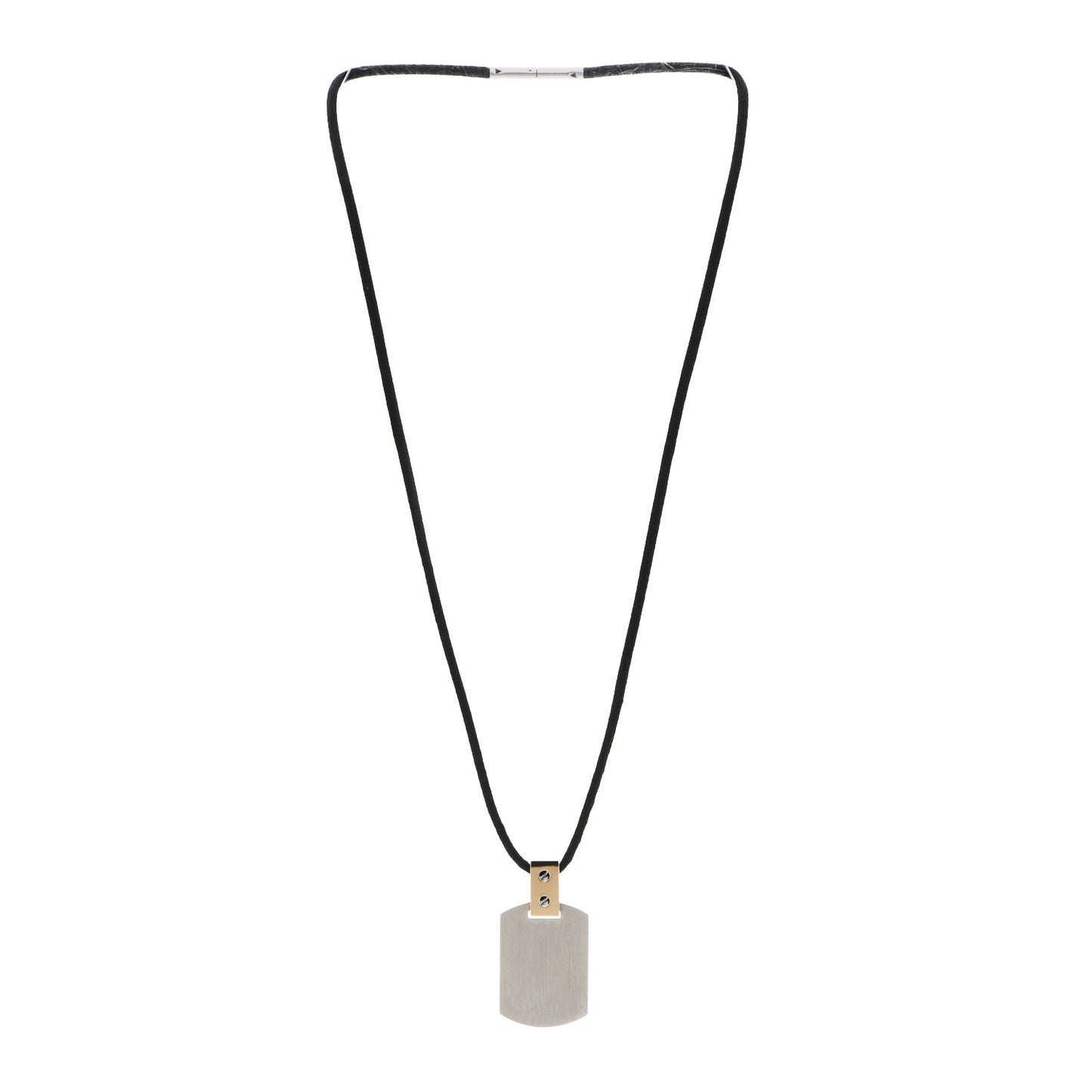 18K Yellow Gold Stainless Steel Santos Dog Tag Pendant Necklace