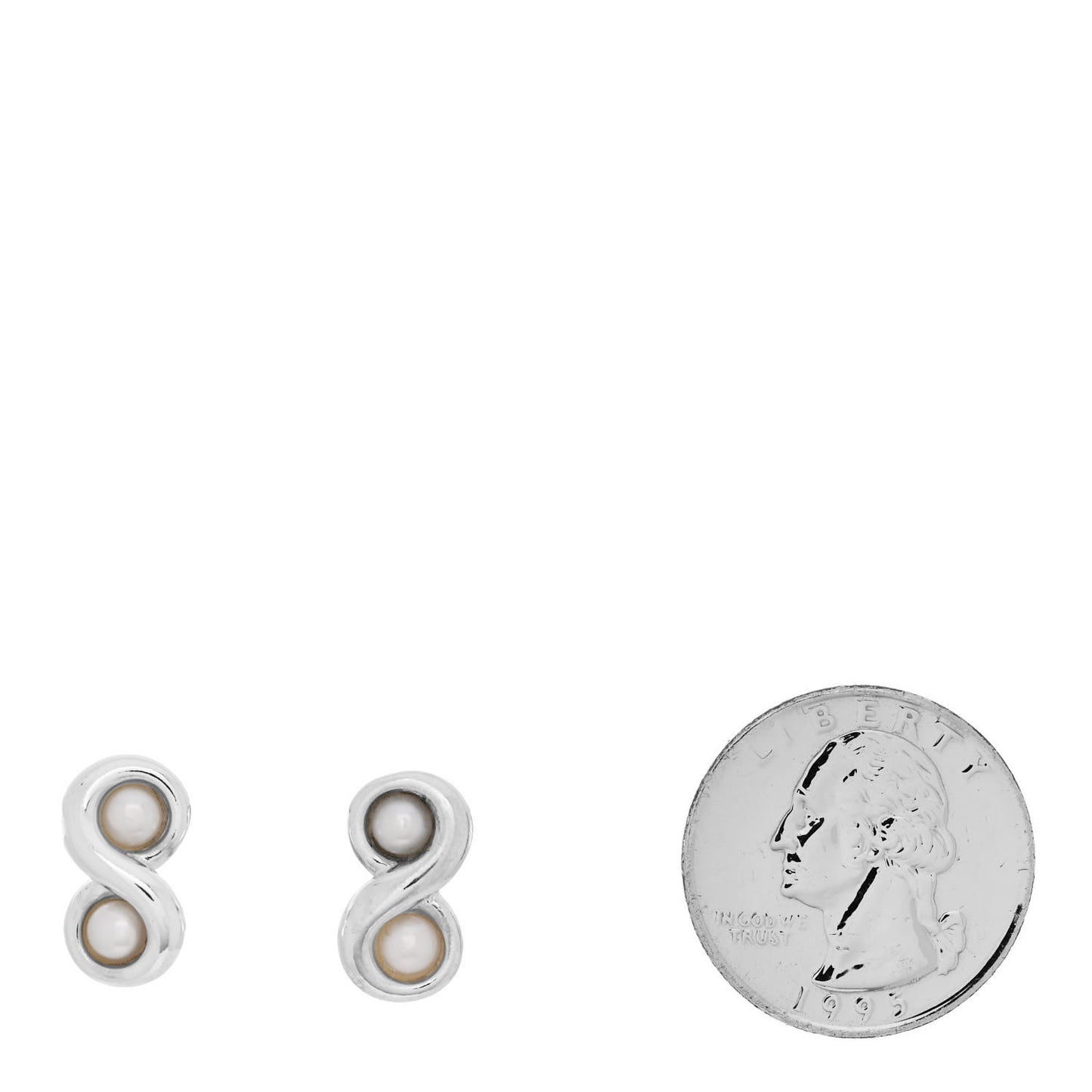 Sterling Silver Pearl Infinity Earrings