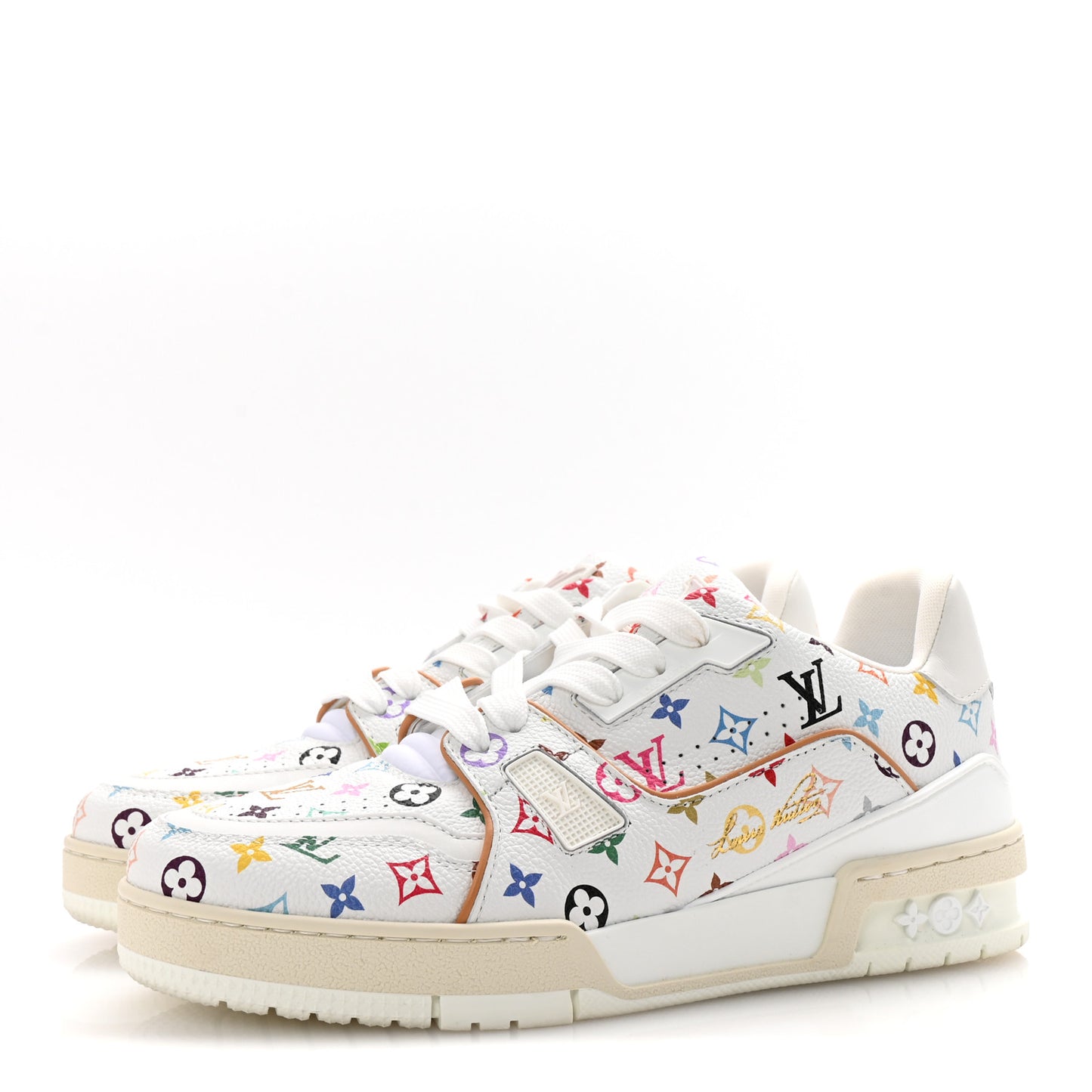 LV X TM Calfskin Monogram Multicolor Womens LV Trainer Sneakers 38.5 White