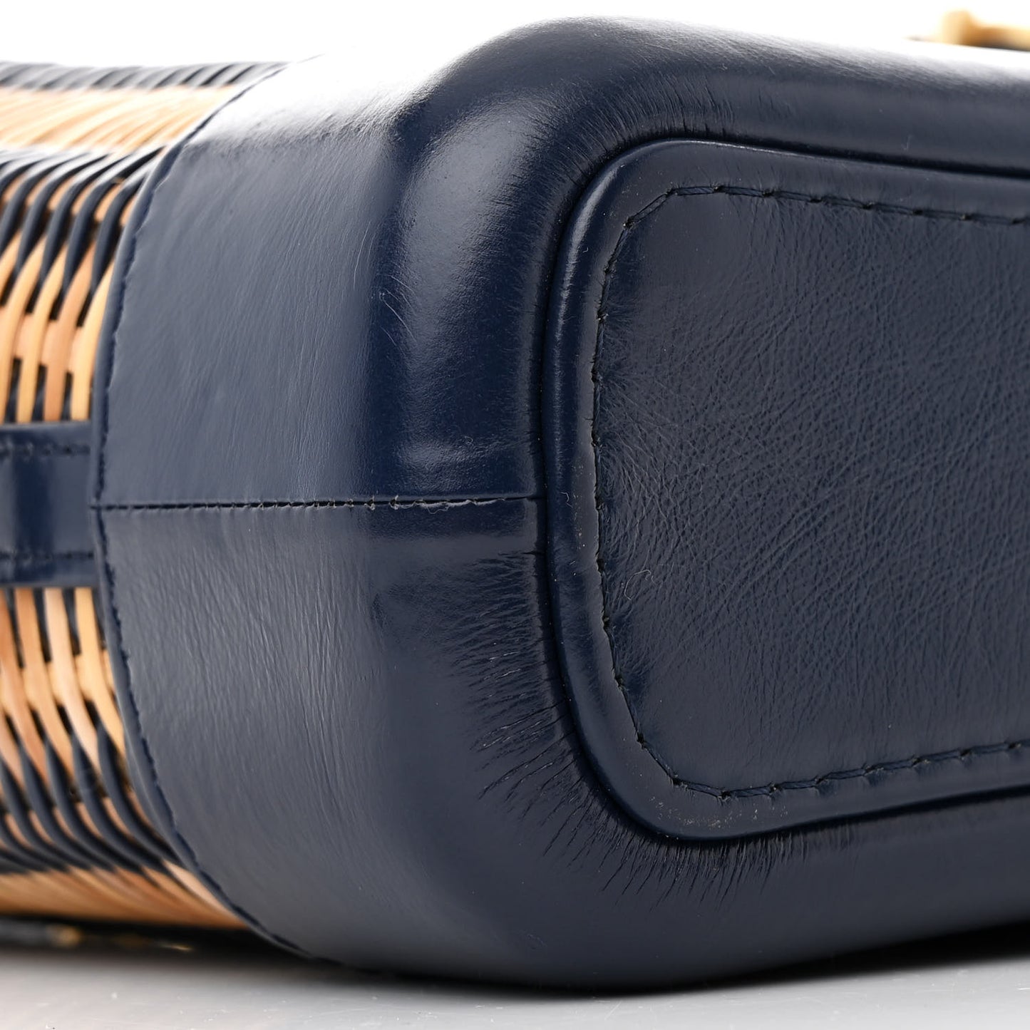 Rattan Calfskin Small Gabrielle Hobo Beige Navy