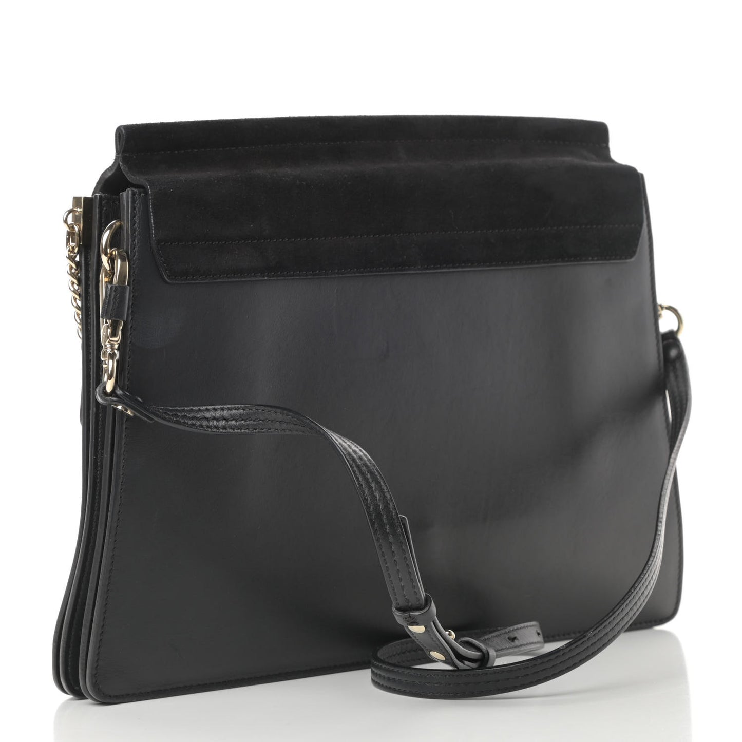 Suede Calfskin Medium Faye Shoulder Bag Black
