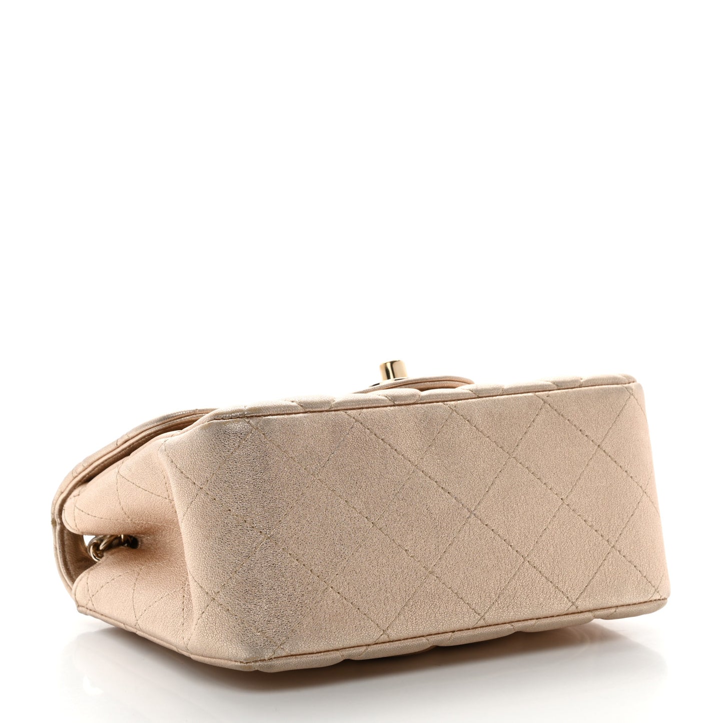 Metallic Lambskin Quilted Mini Square Flap