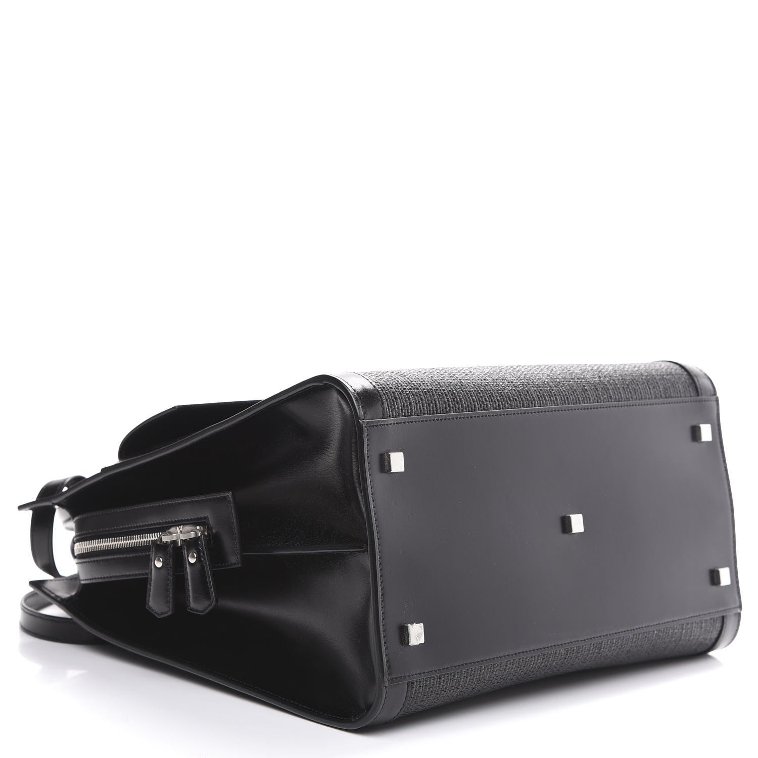 Saint Laurent Raffia Shiny Calfskin Large Uptown Tote Black 3 of 9