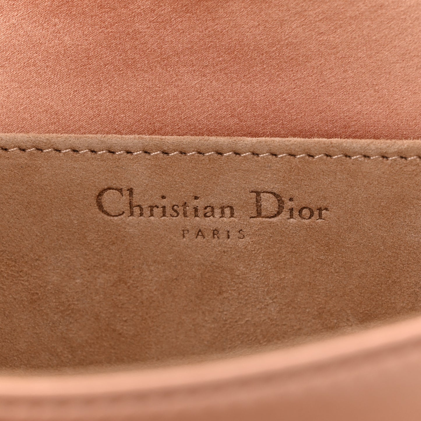 Satin Crystal Cannage Lady Dior Pouch Nude