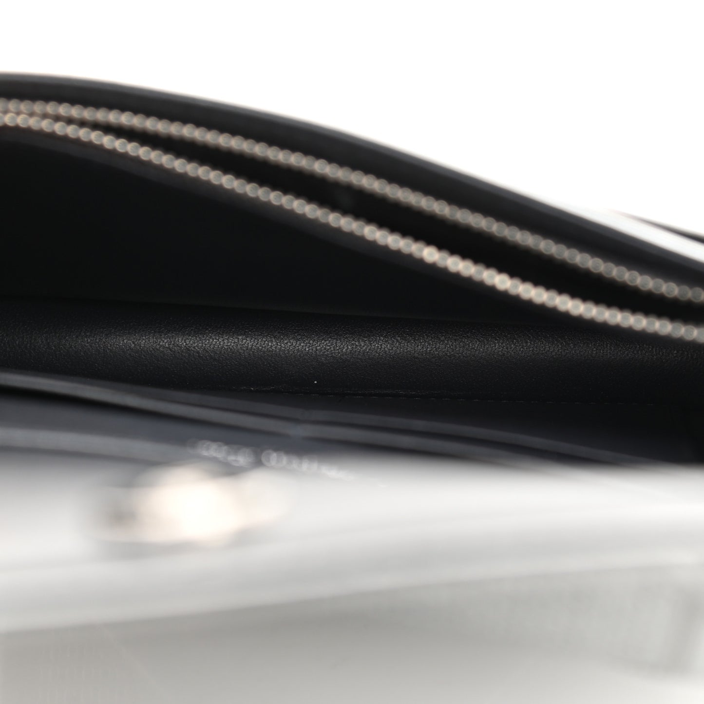 Metallic Patent Micro-Cannage Diorama Wallet on Chain Pouch Silver