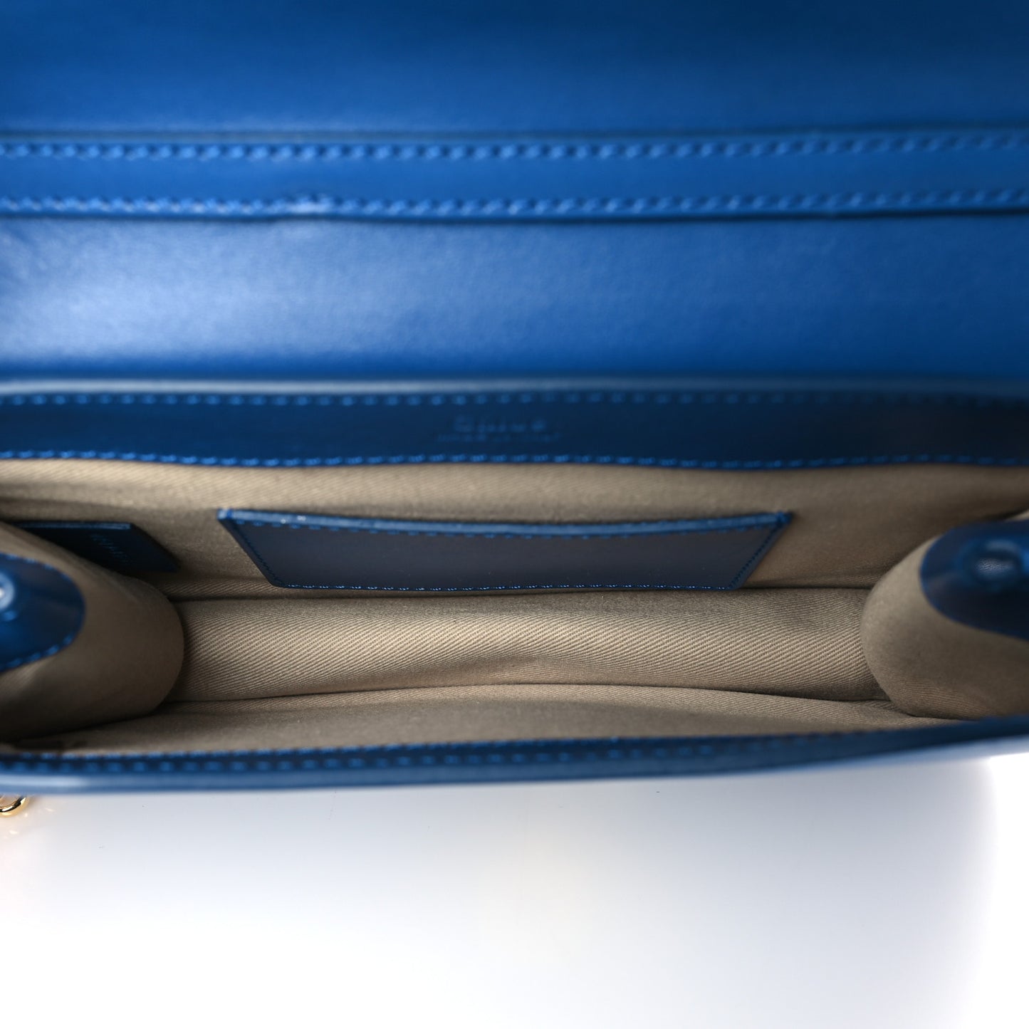 Calfskin Suede C Clutch With Chain Smoky Blue
