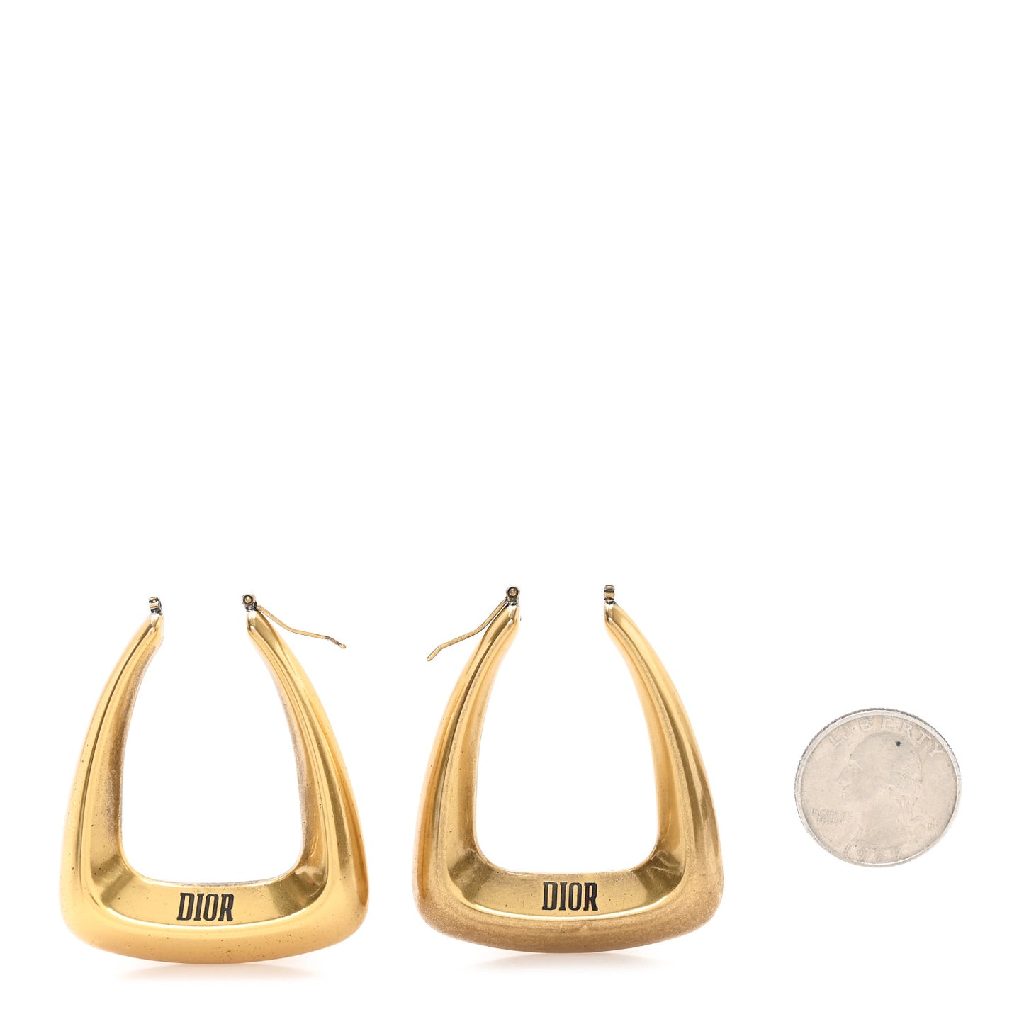 Metal DIOR Hoop Earrings Gold