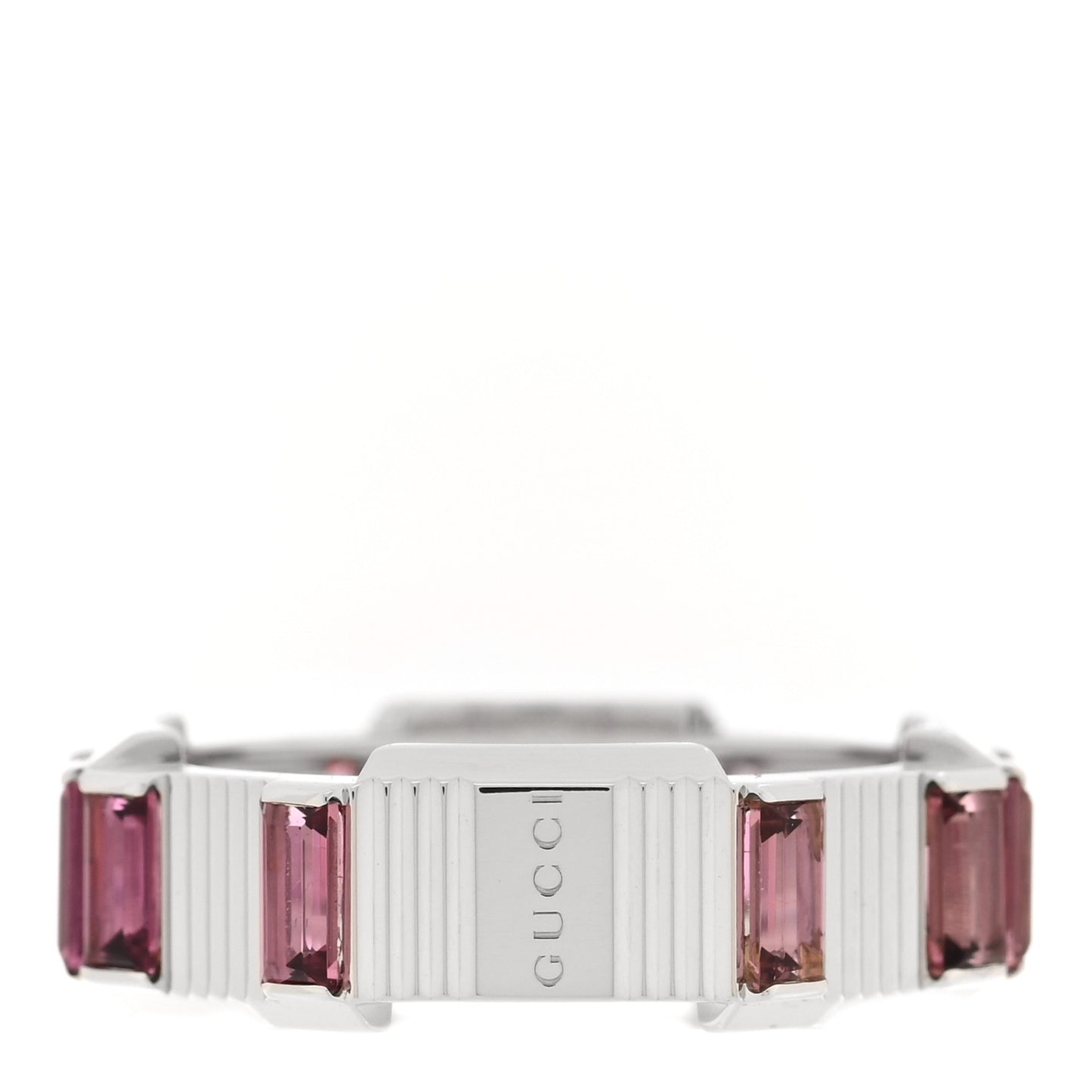 18K White Gold Rubellite 7mm Link to Love Ring 51 5.75