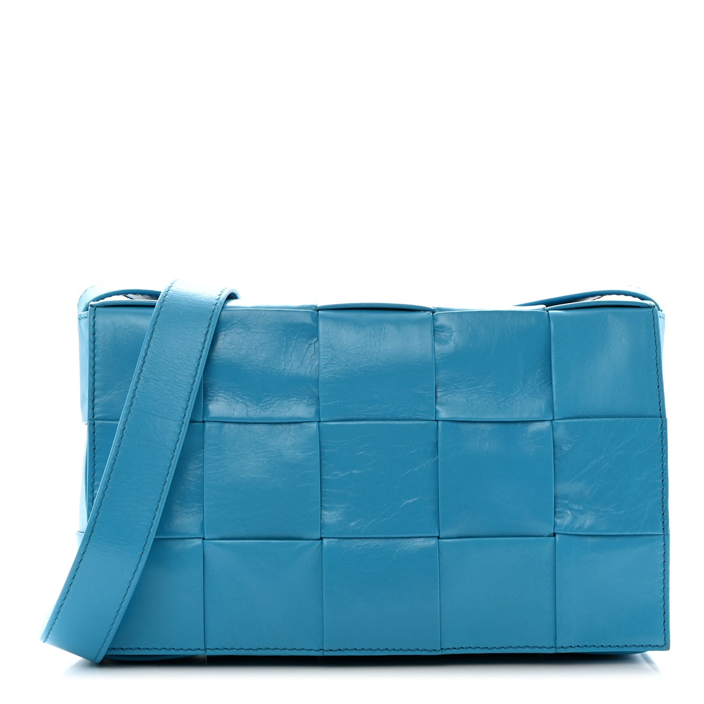 Paper Calfskin Maxi Intreccio Cassette Crossbody Bag Pool