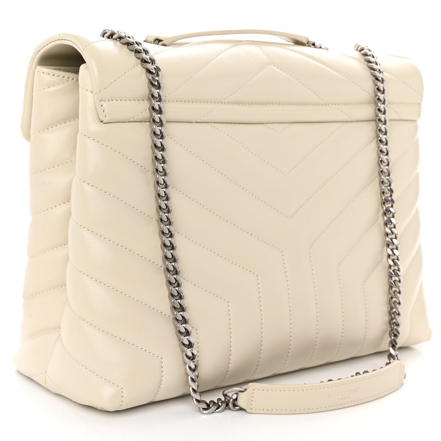 Calfskin Y Quilted Monogram Medium Loulou Chain Satchel Crema Soft
