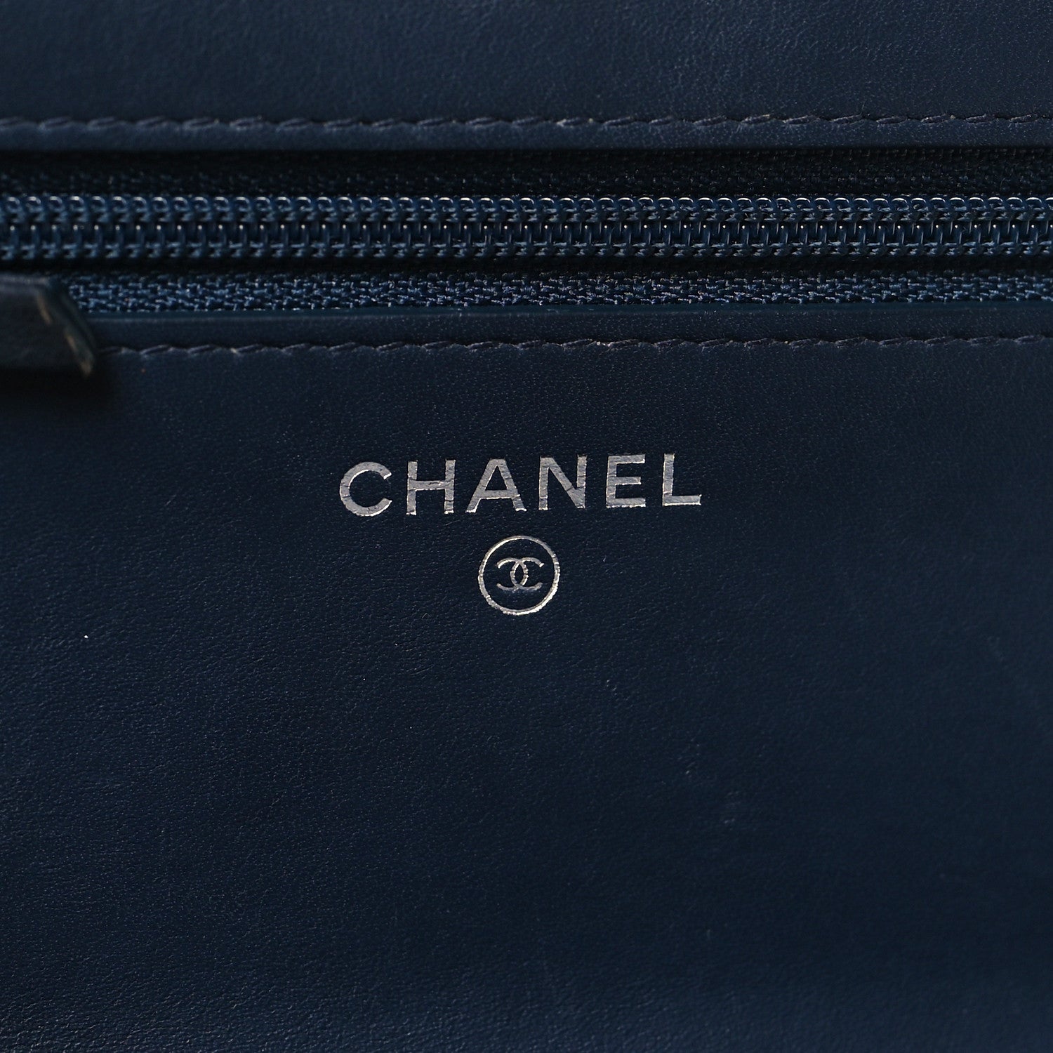 Chanel Calfskin Square Stitched Wallet On Chain WOC Blue 6 of 12