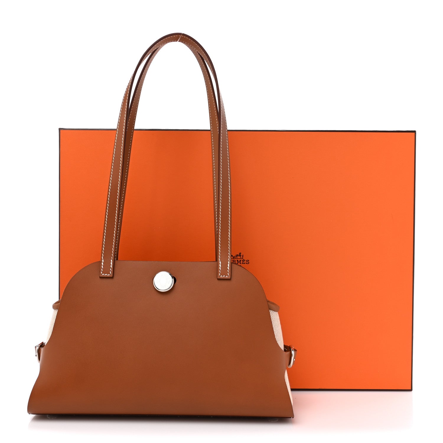 Hermes Vache Hunter H Canvas Swift Tablier Sellier Fauve Gold Ecru Beige 11 of 11