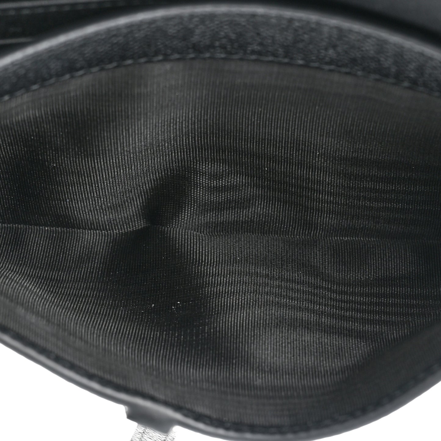 Grained Calfskin Saddle Chain Wallet Pouch Black