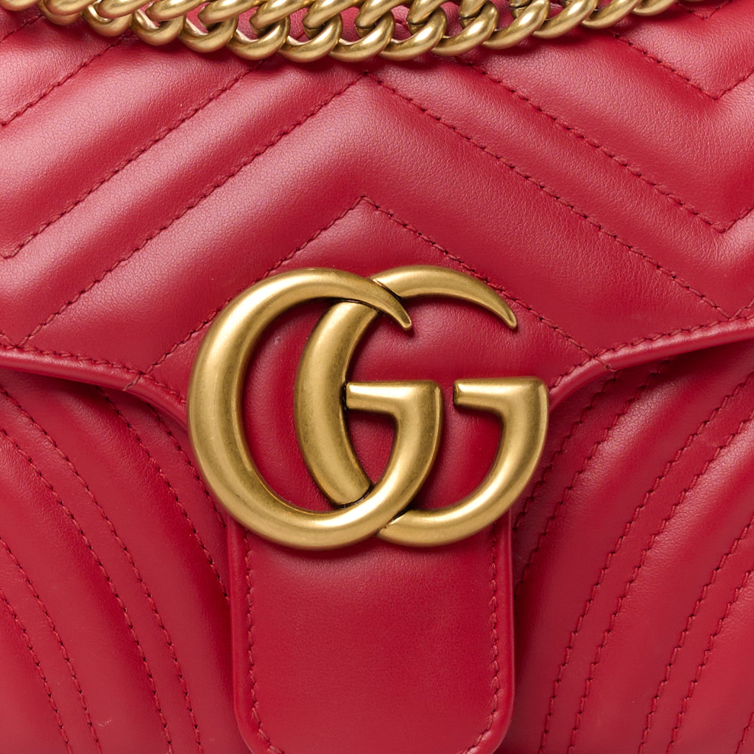 Gucci Calfskin Matelasse Small GG Marmont Shoulder Bag Hibiscus Red 9 of 11