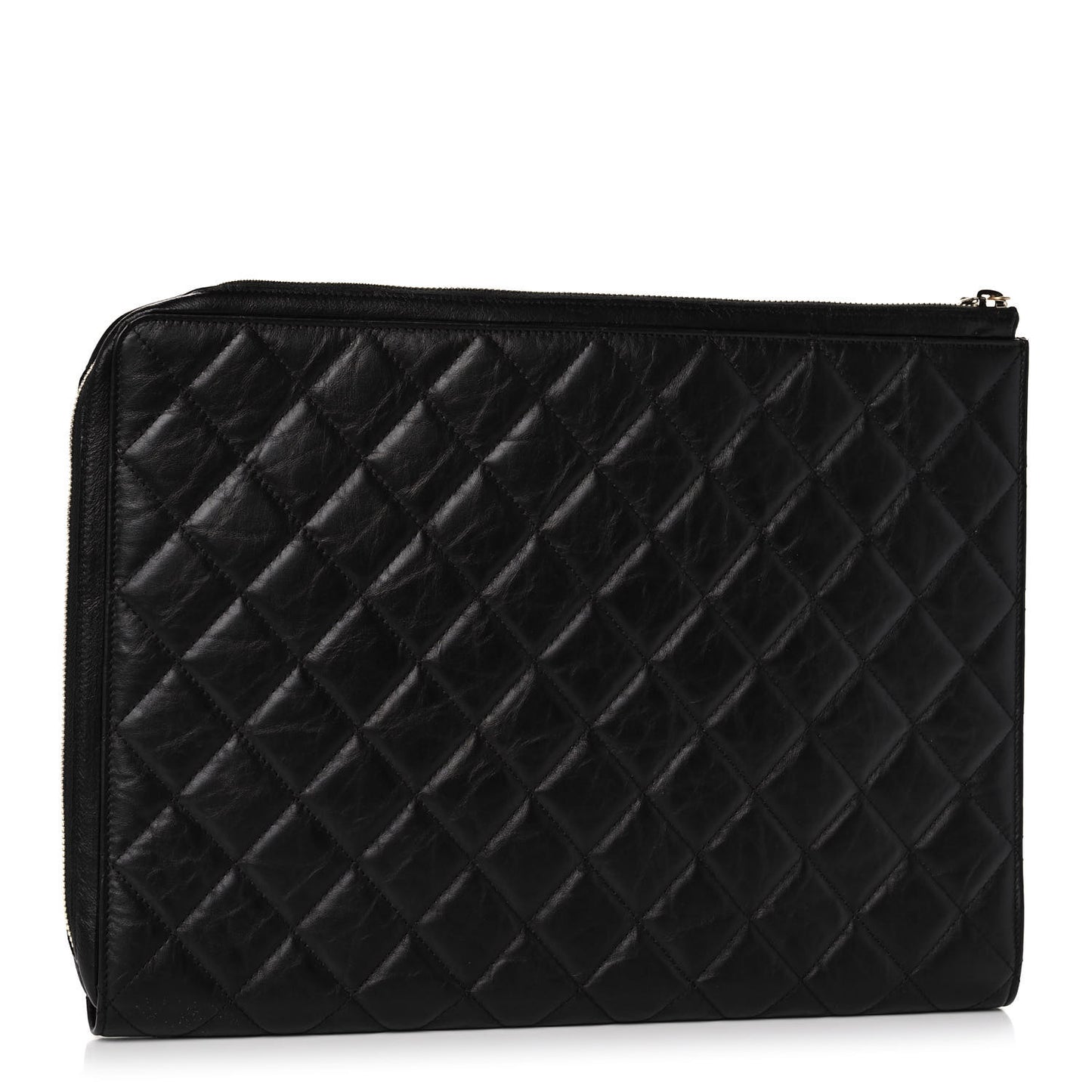Aged Calfskin Quilted 2.55 Reissue Pouch With Handle Black