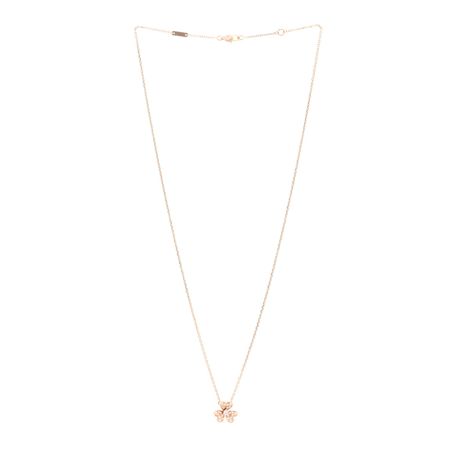 Van Cleef & Arpels 18K Rose Gold Diamond Mini Frivole Pendant Necklace 3 of 5
