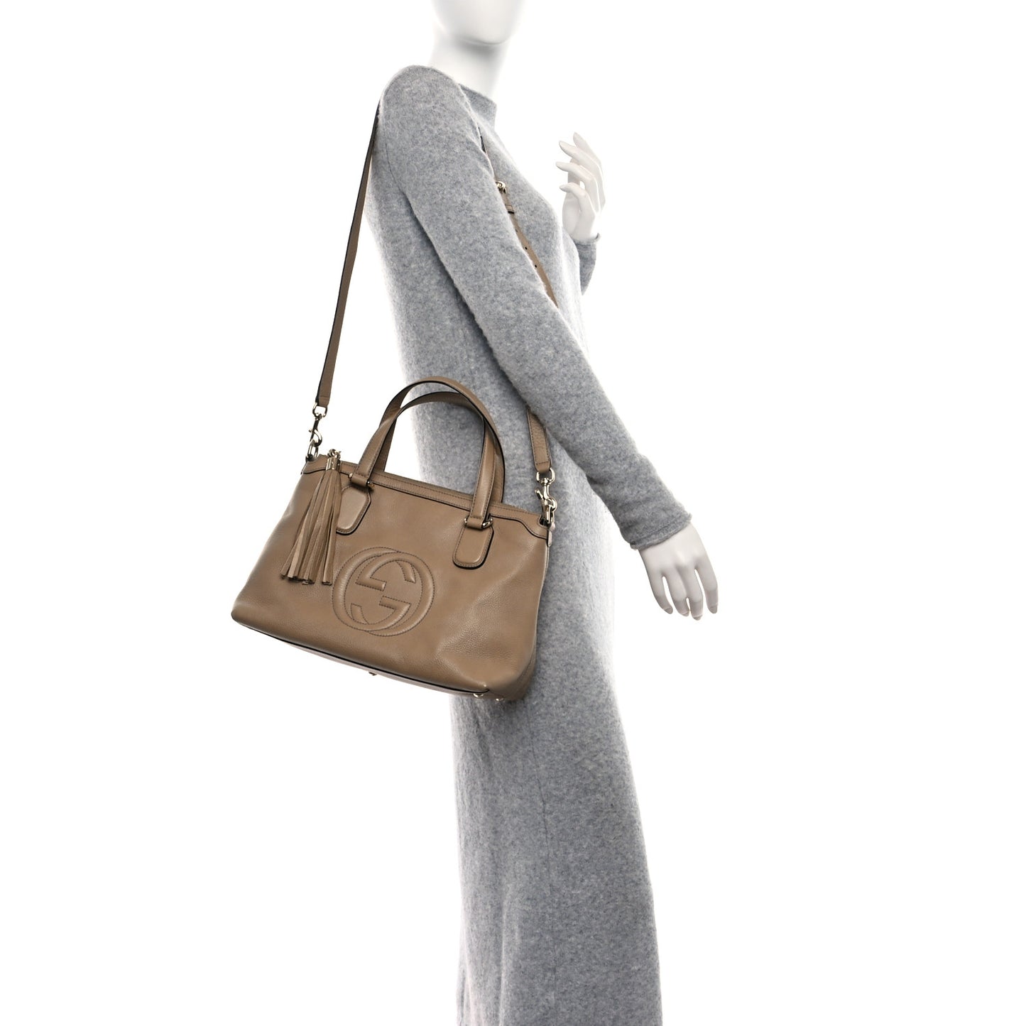 Pebbled Calfskin Small Soho Top Handle Satchel Camelia