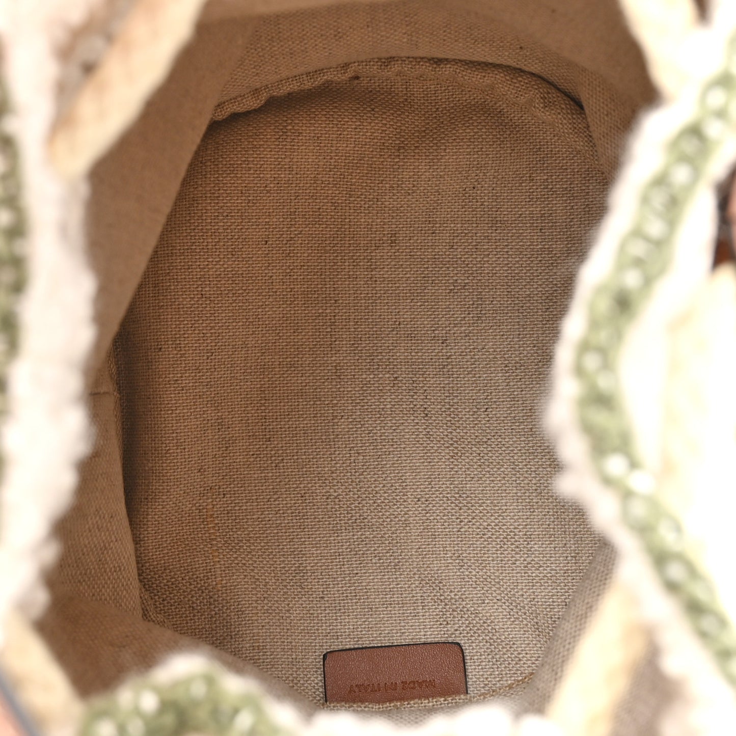 Plein Soleil Textile Calfskin Teen Drawstring Bag Cream Khaki