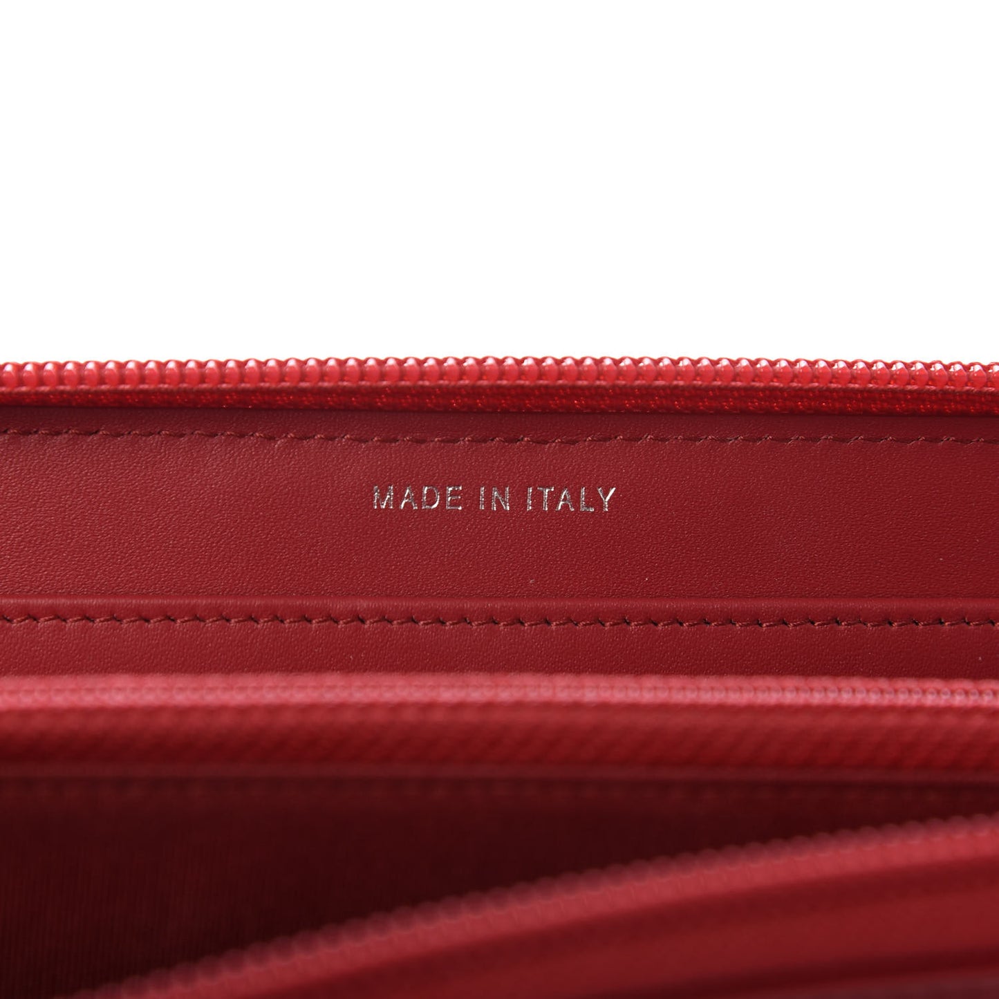Patent Quilted Boy Zip Around Wallet Red