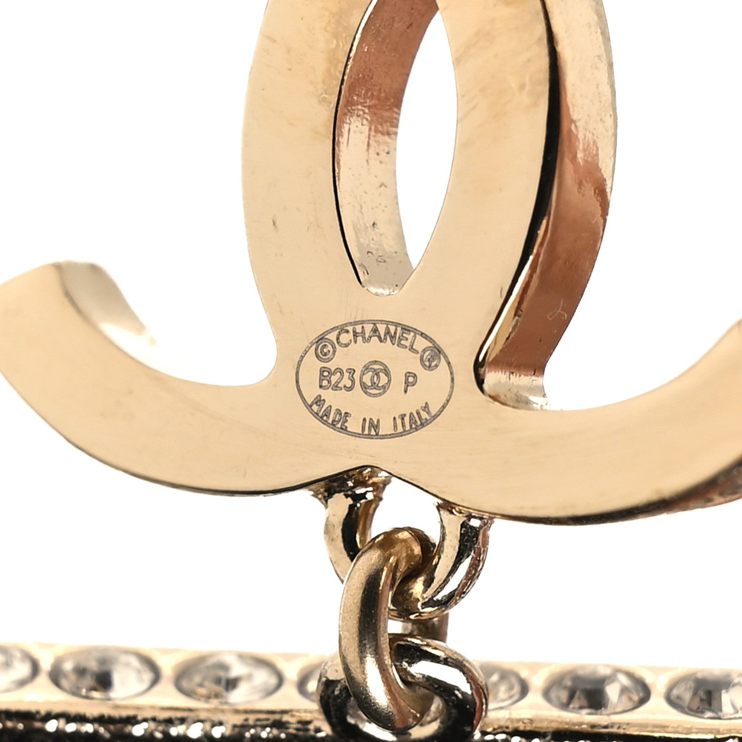 Chanel Crystal Lambskin Chain CC No 5 Drop Earrings Gold Black 4 of 5