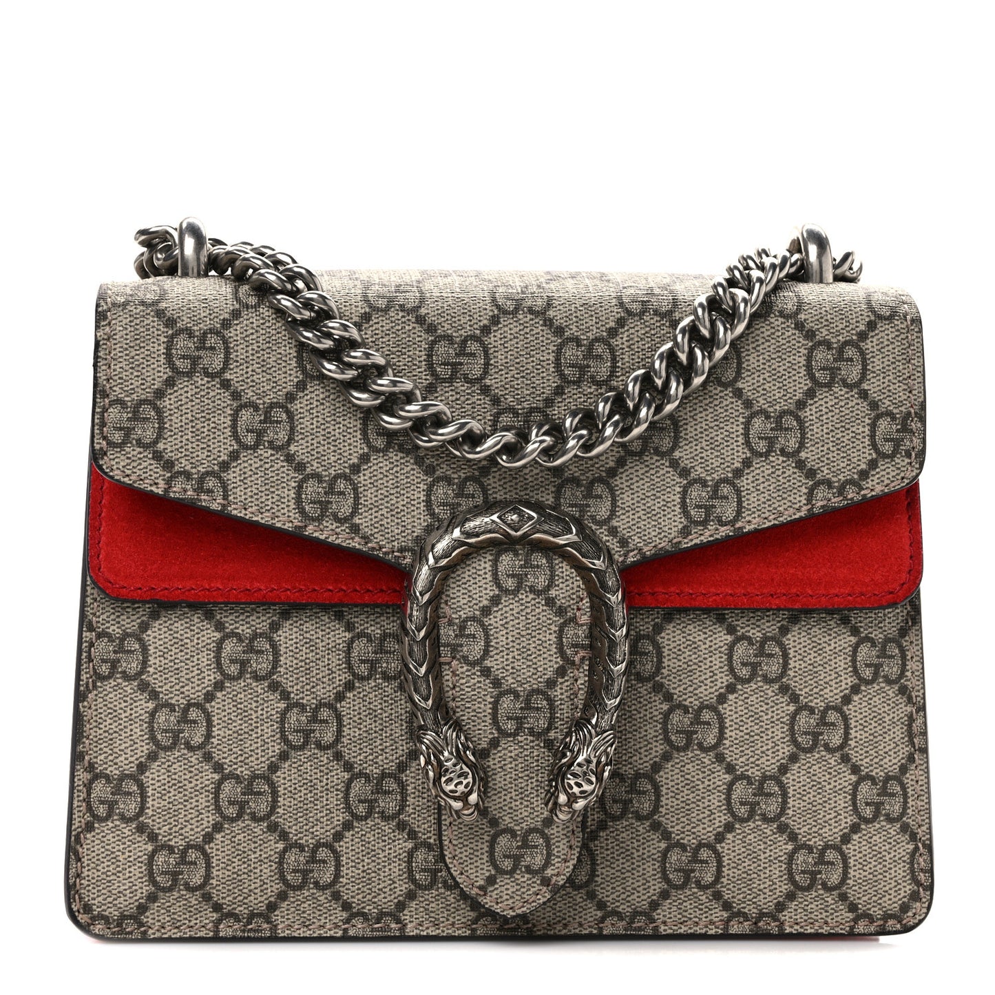 GG Supreme Monogram Mini Dionysus Shoulder Bag Hibiscus Red