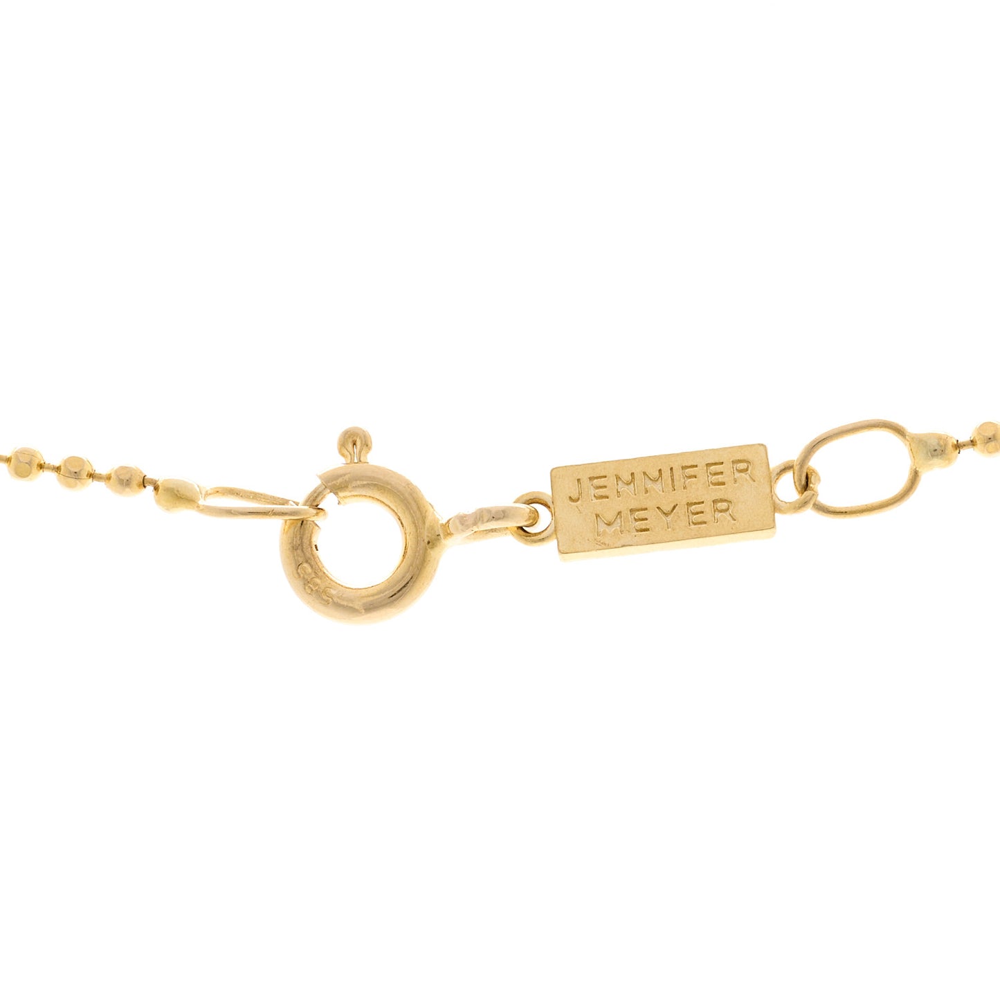 18K Yellow Gold Mini Heart Charm Pendant Beaded Necklace